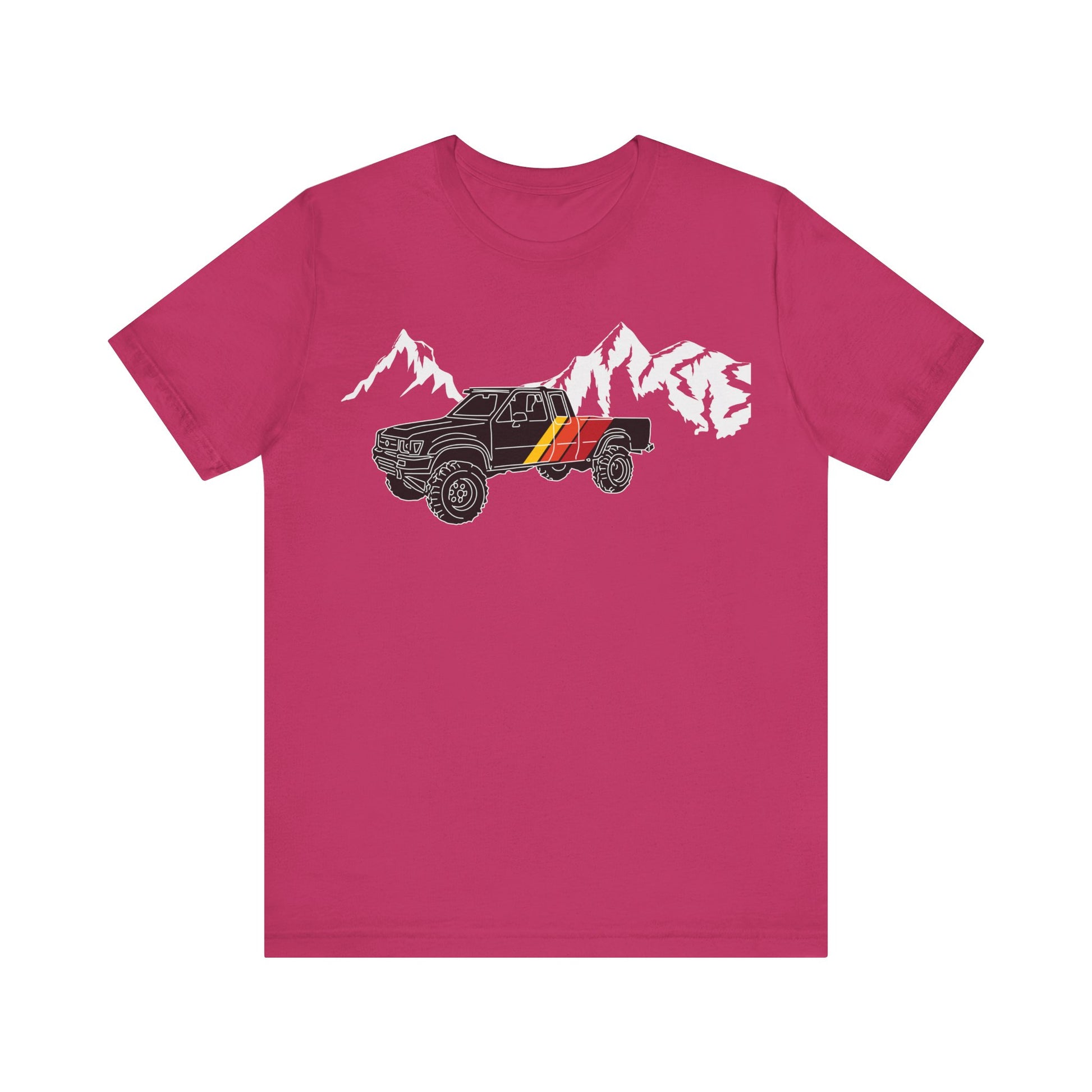 Retro Black Toyota Truck with Mountains