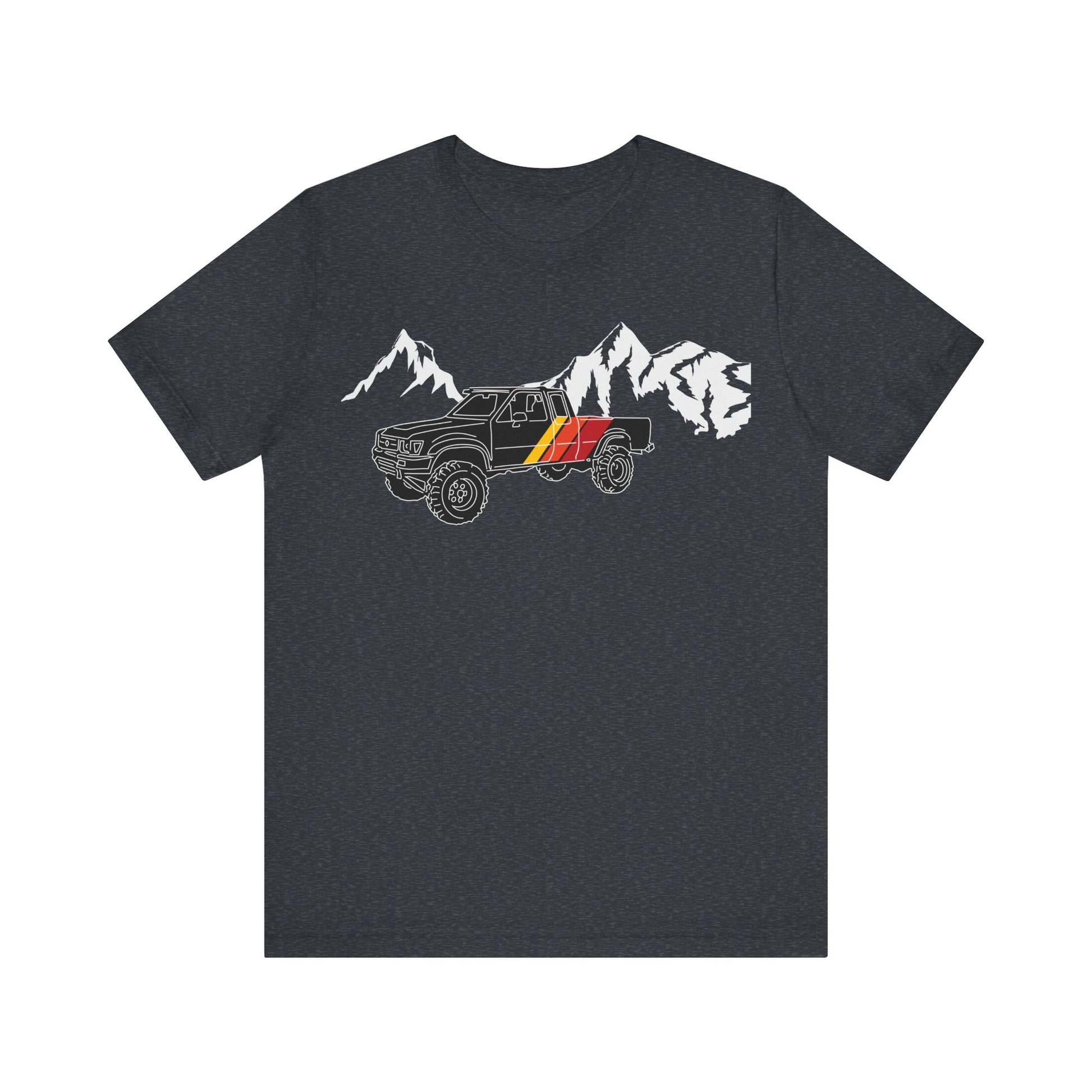 Retro Black Toyota Truck with Mountains