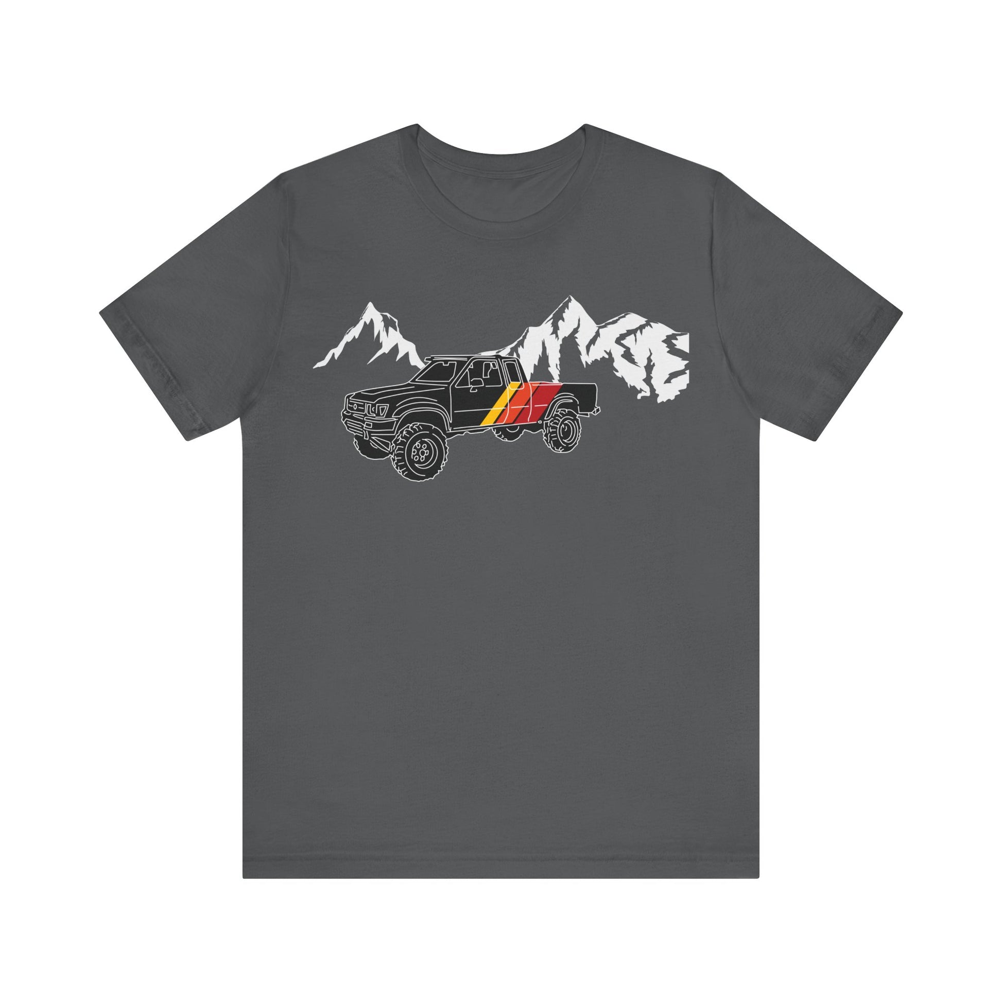 Retro Black Toyota Truck with Mountains