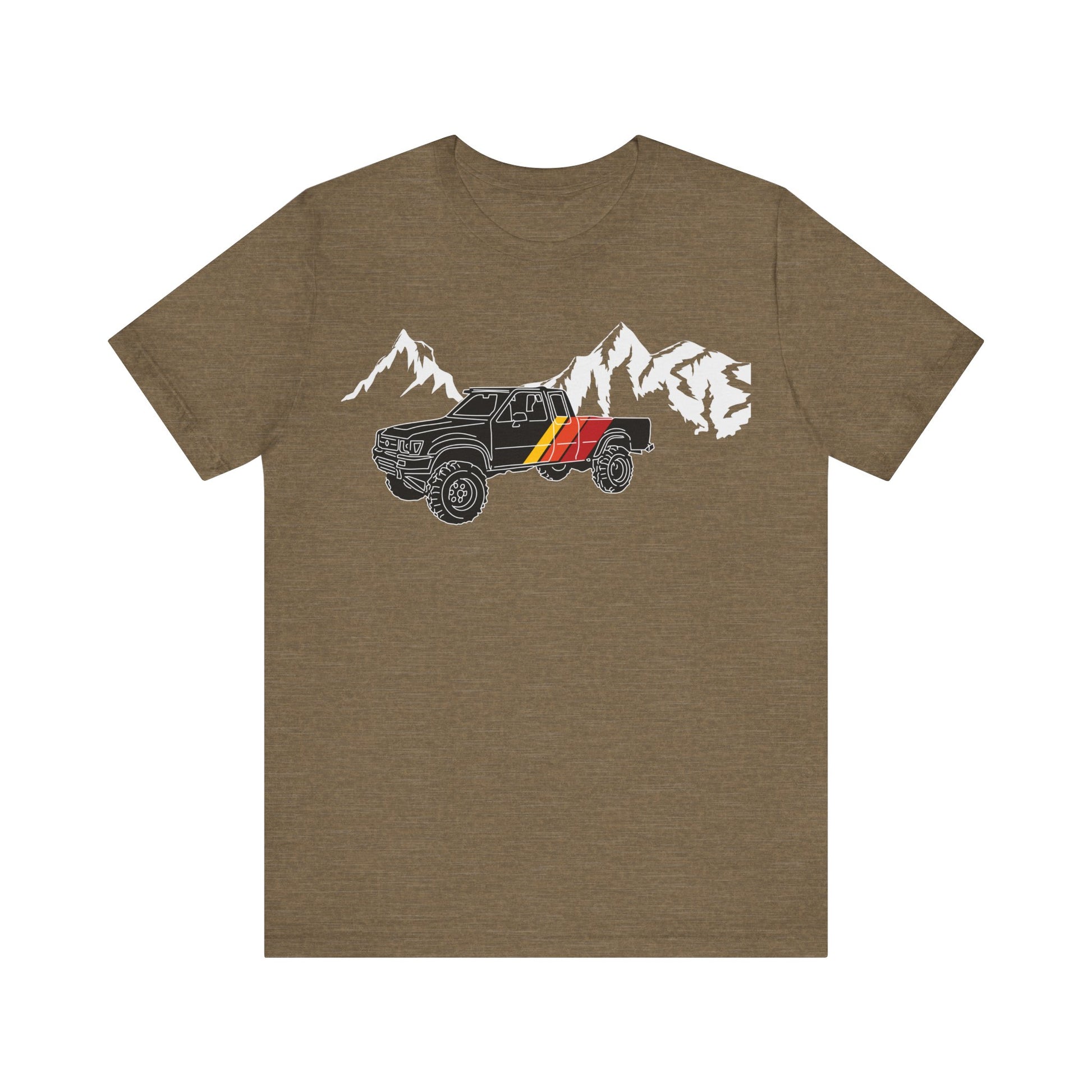 Retro Black Toyota Truck with Mountains