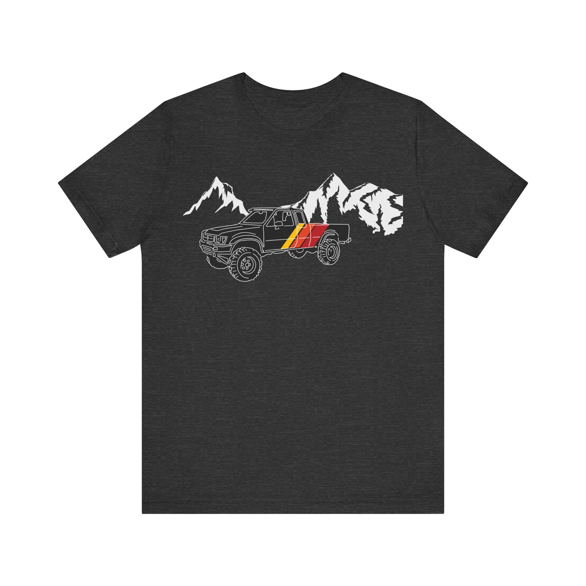 Retro Black Toyota Truck with Mountains