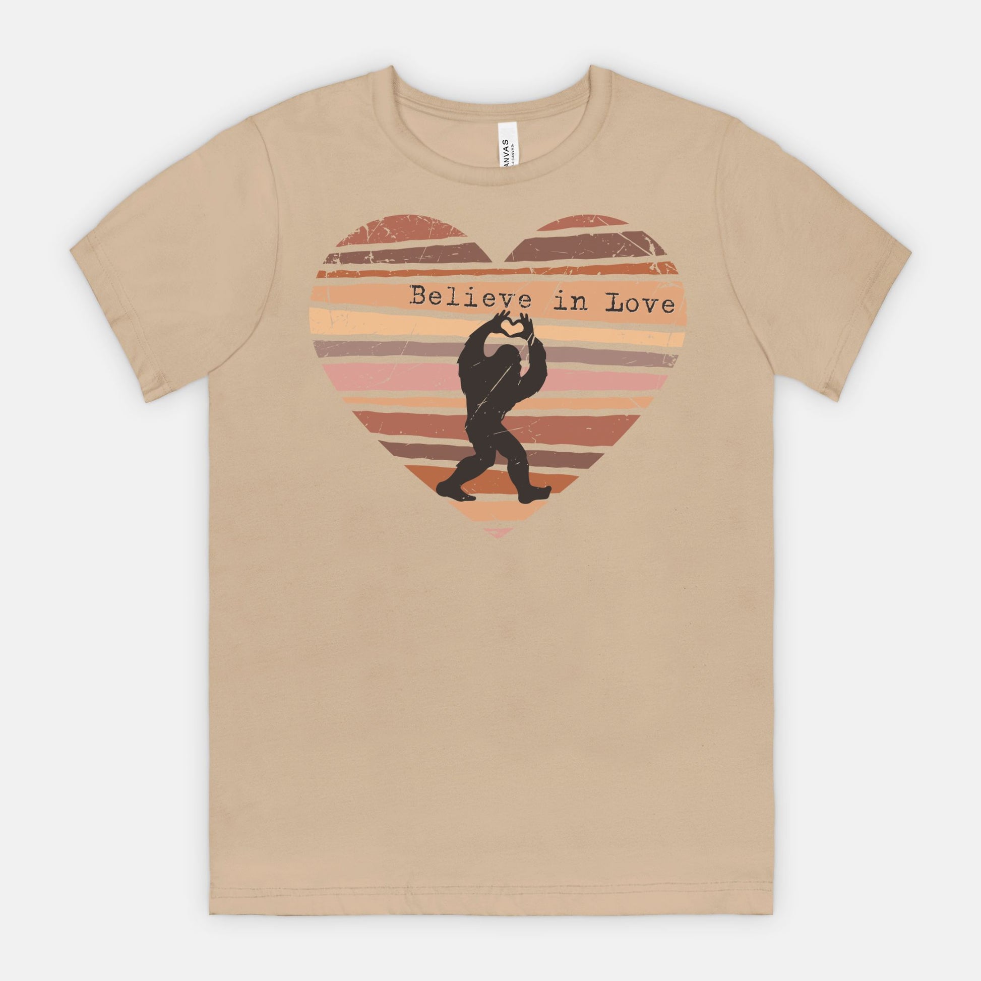 Believe in Love Bigfoot Heart Shirt