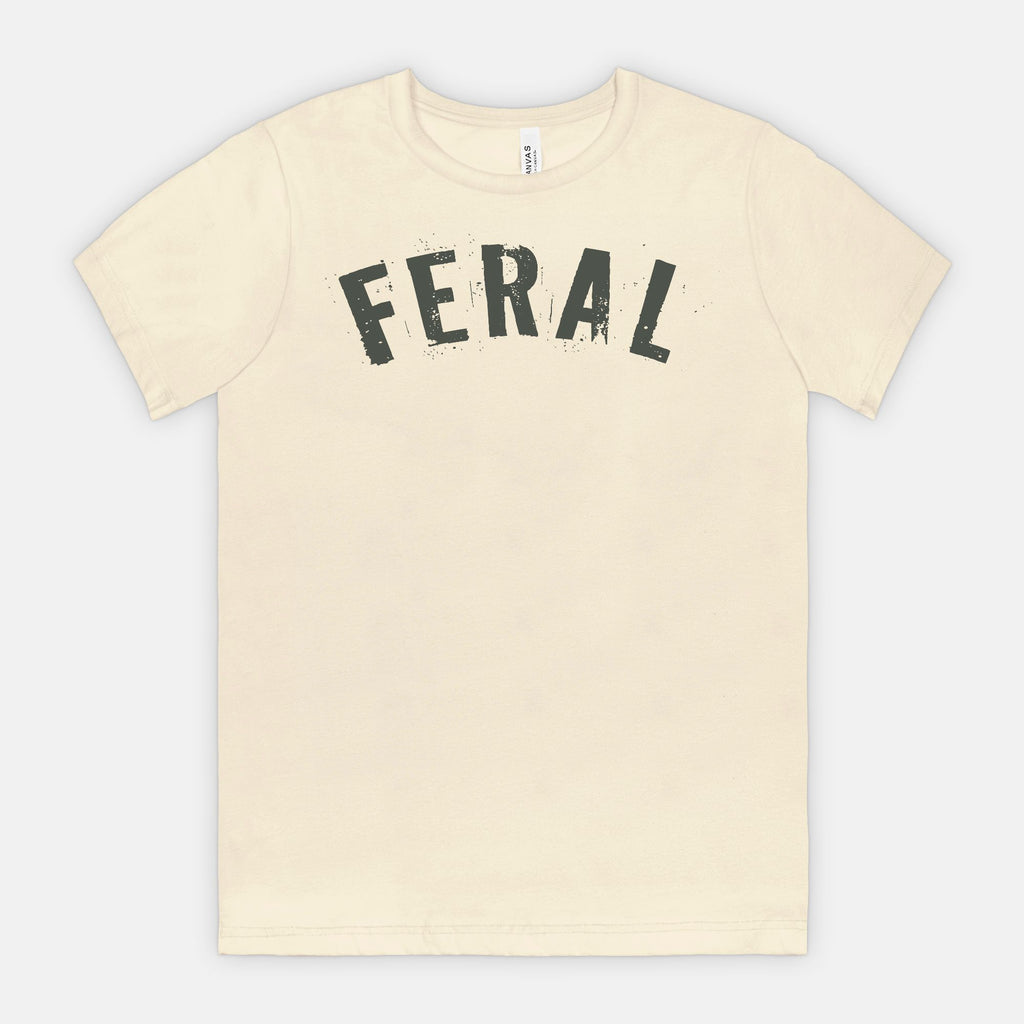 FERAL Graphic Tee – Bold Distressed Statement Adult Shirt