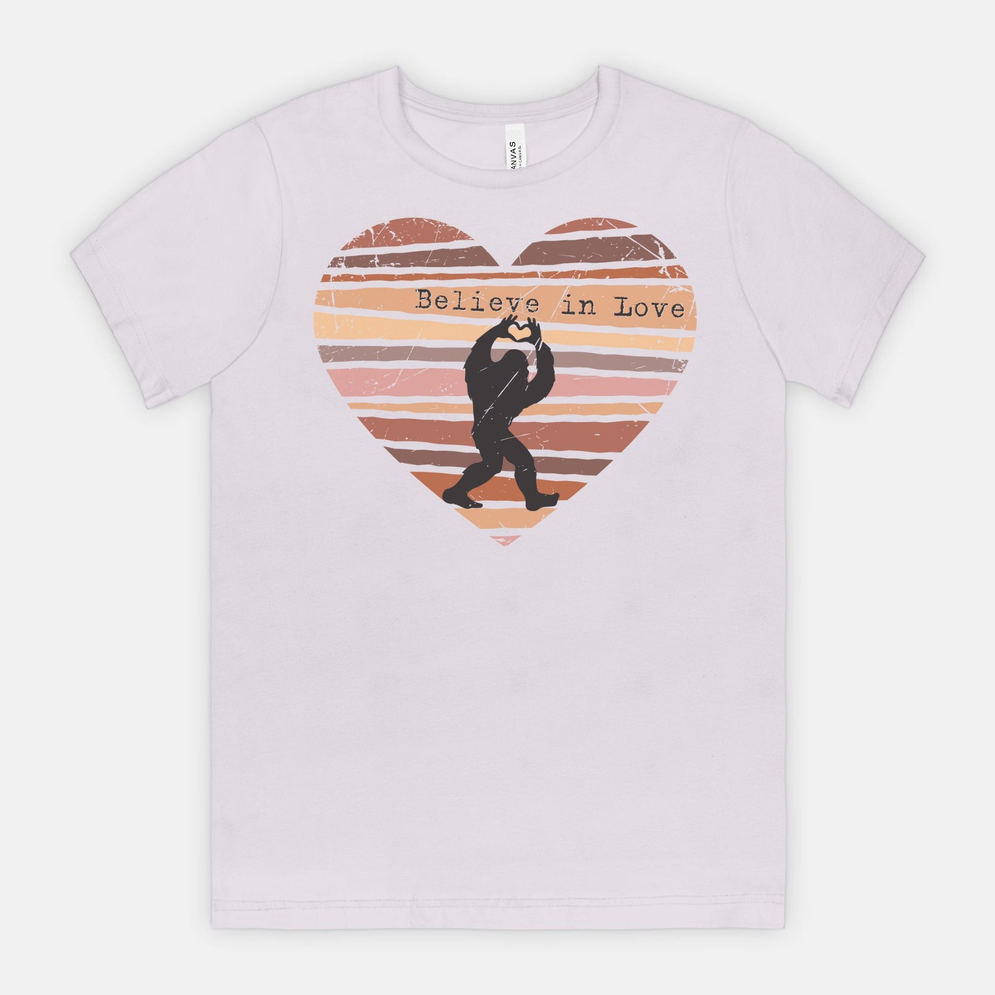 Believe in Love Bigfoot Heart Shirt