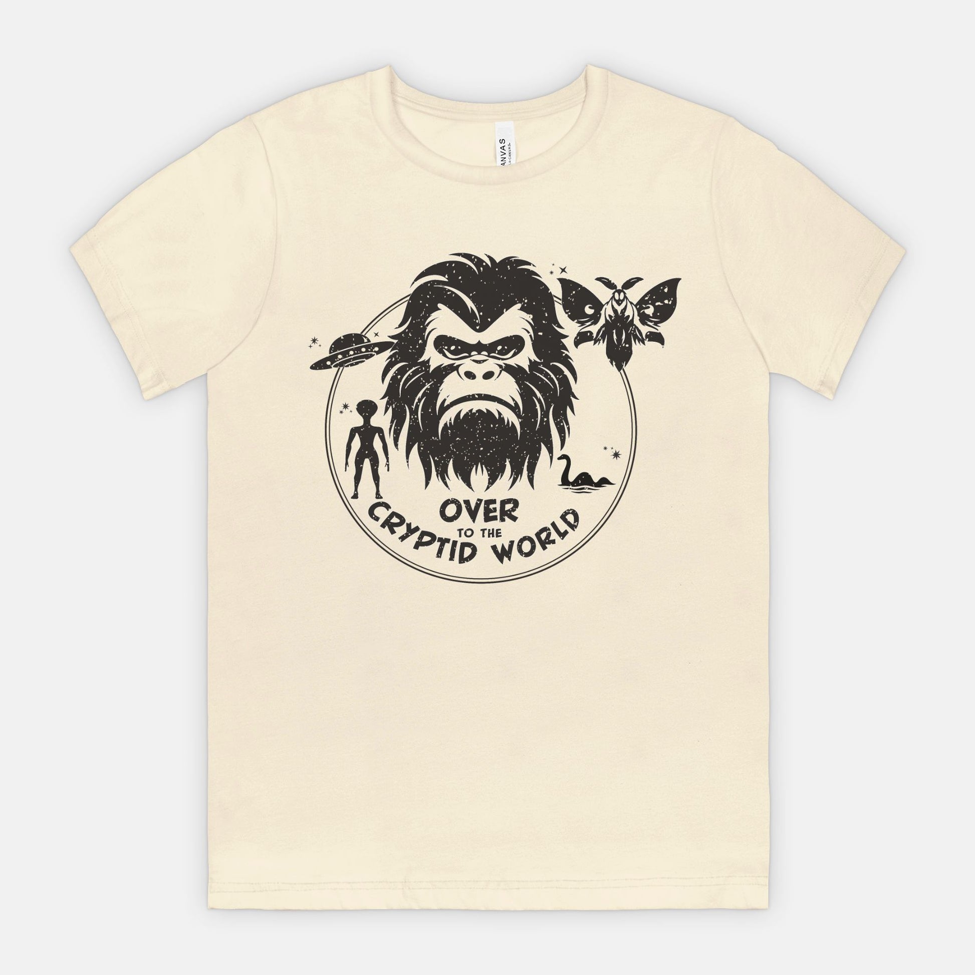 Over to the Cryptid World Bigfoot UFO Mothman Nessie Alien Shirt