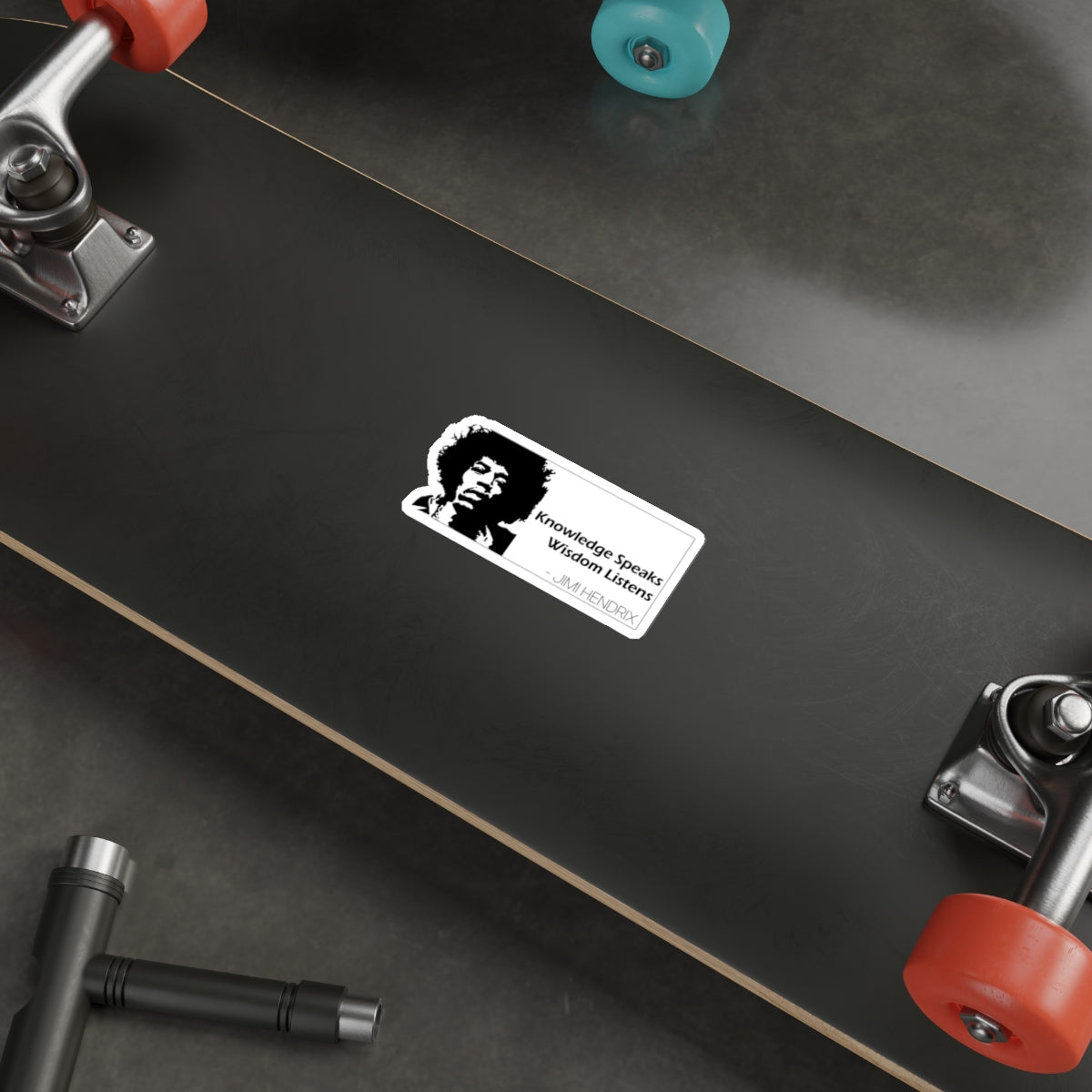Jimi Hendrix Sticker — “Knowledge Speaks, Wisdom Listens” Quote Decal
