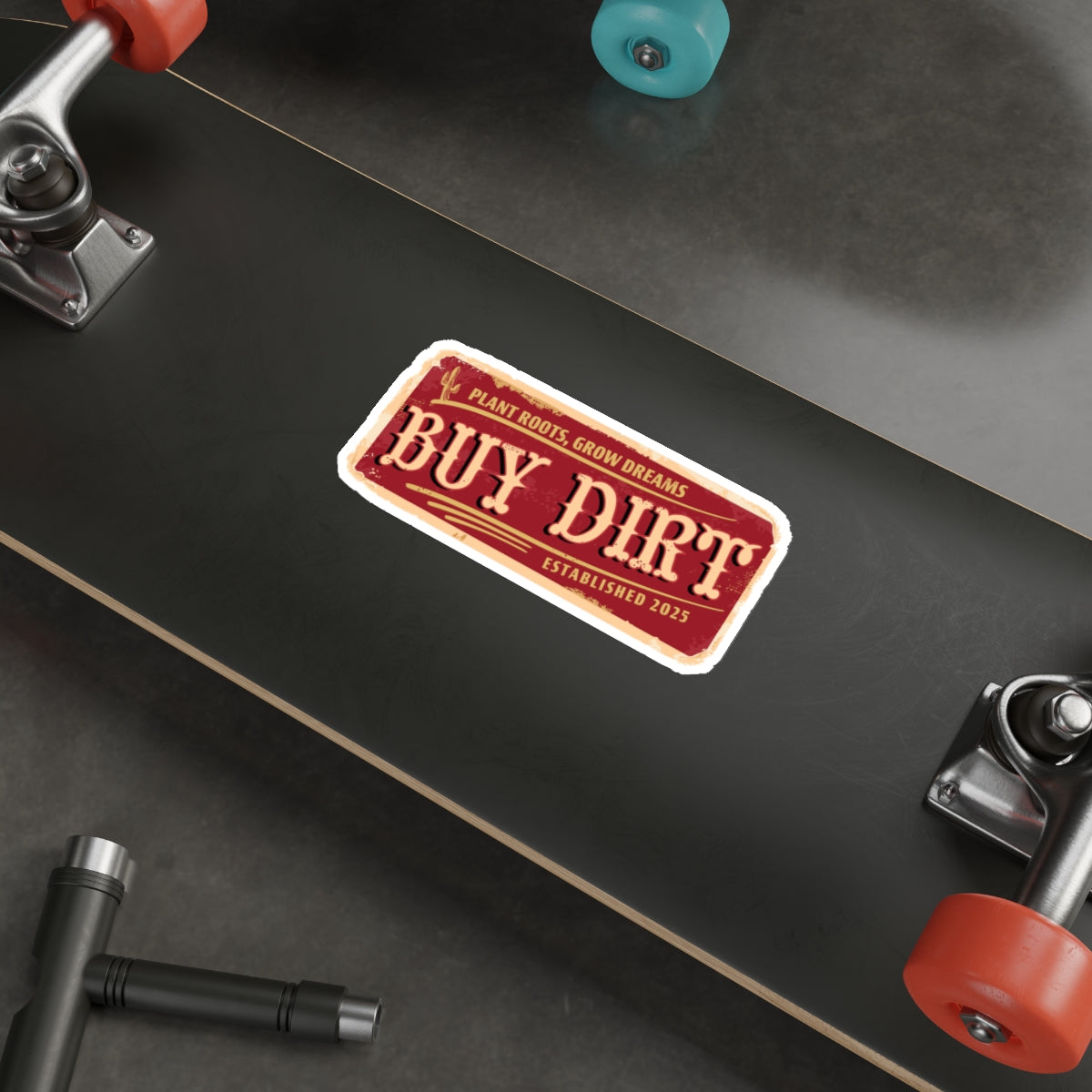 Buy Dirt Sticker — Western Typography with “Plant Roots, Grow Dreams”