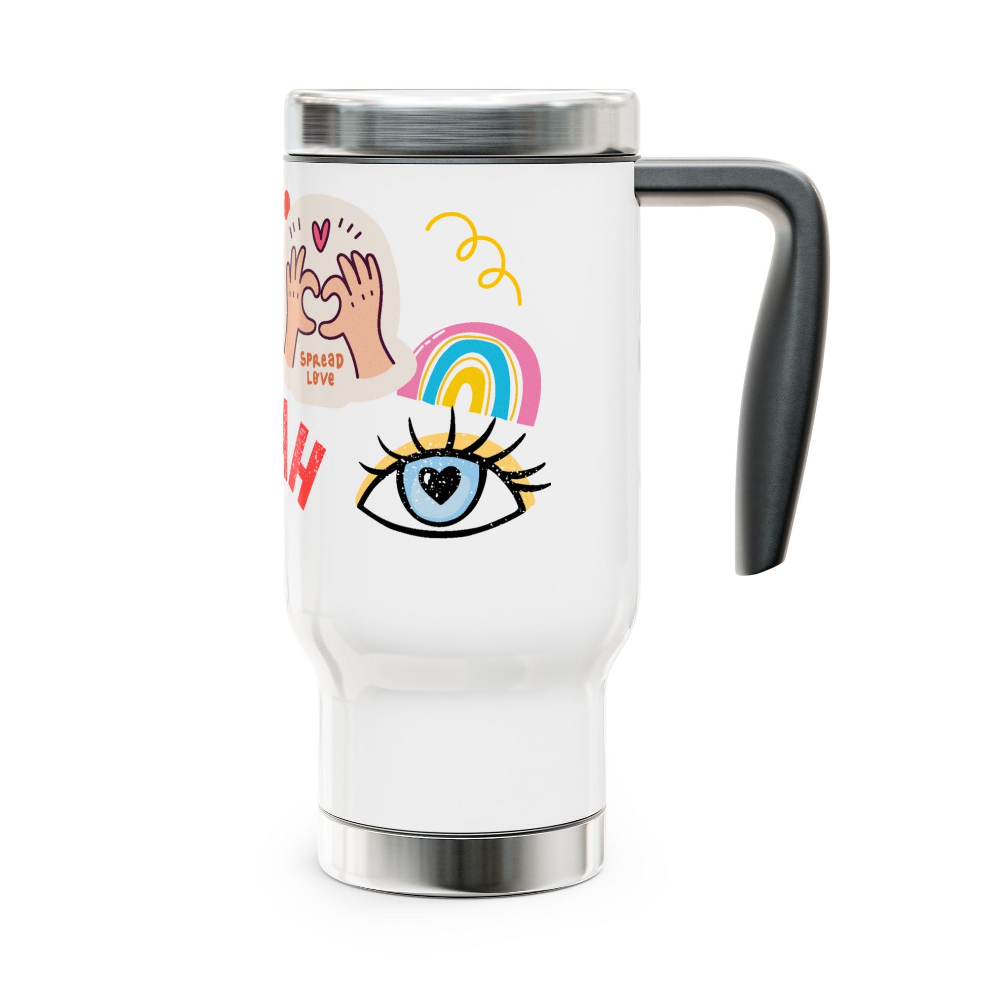 Spread Love Tumbler | Cute Rainbow & Heart Travel Mug for Everyday Joy