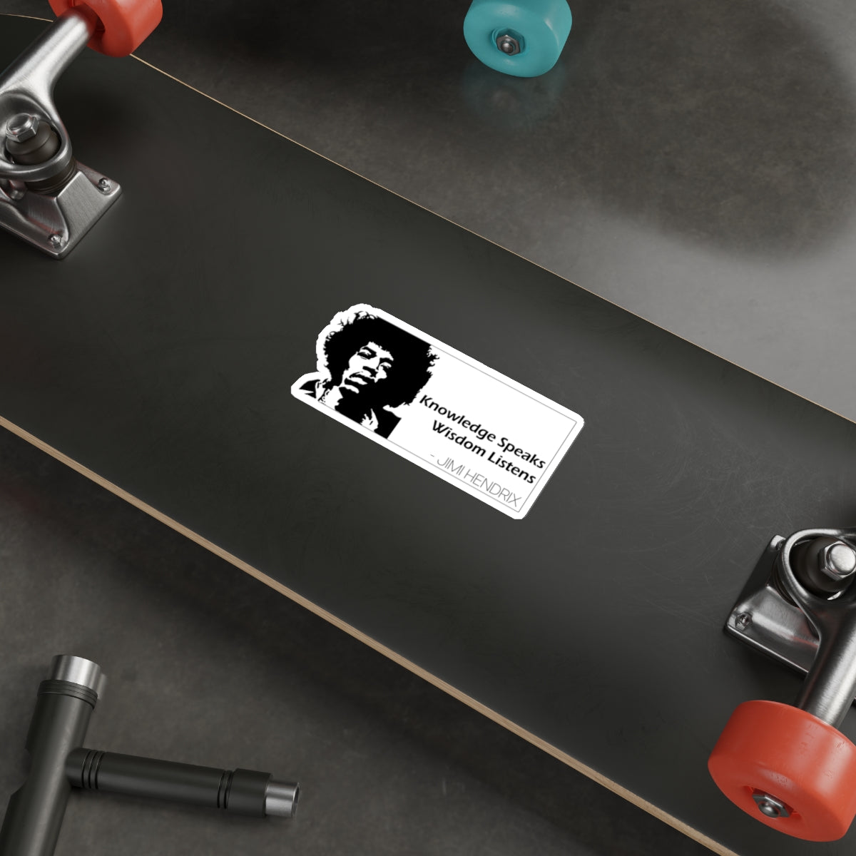 Jimi Hendrix Sticker — “Knowledge Speaks, Wisdom Listens” Quote Decal