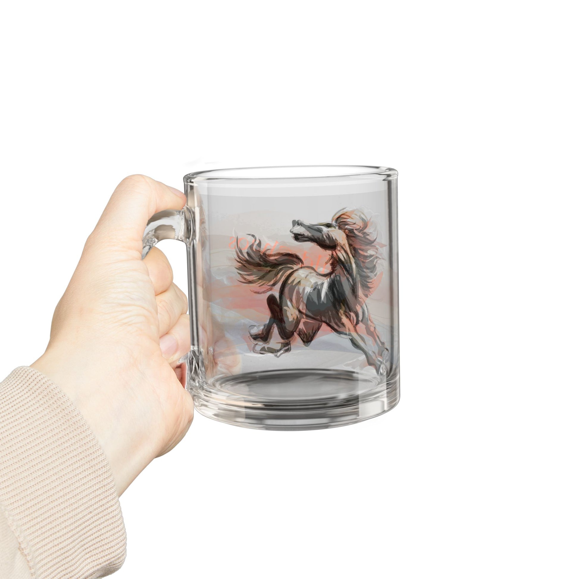 Wild Chaos Glass Coffee Mug – Ink Brush Horse Art