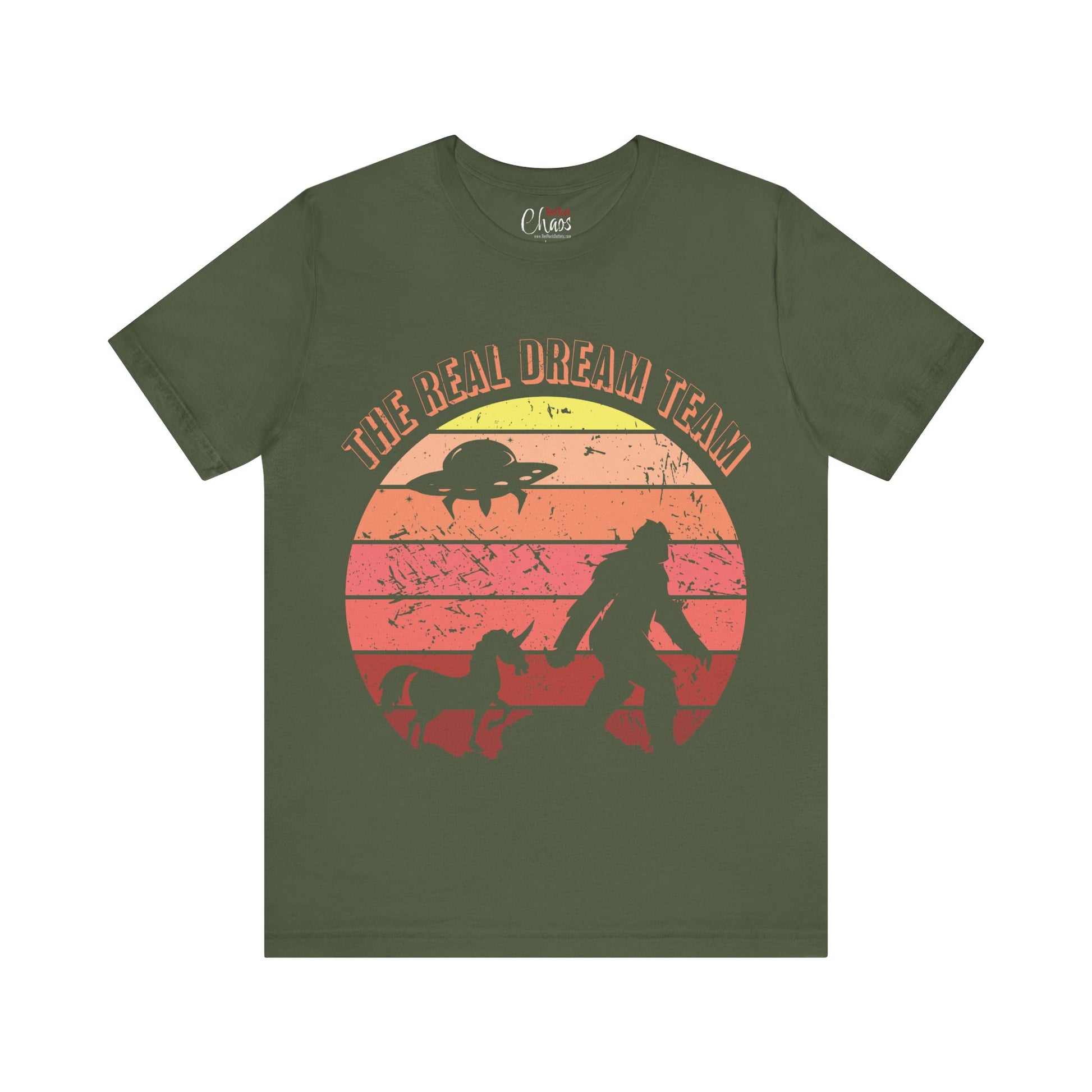 The Real Dream Team Retro Sunset Bigfoot, Unicorn & UFO Shirt