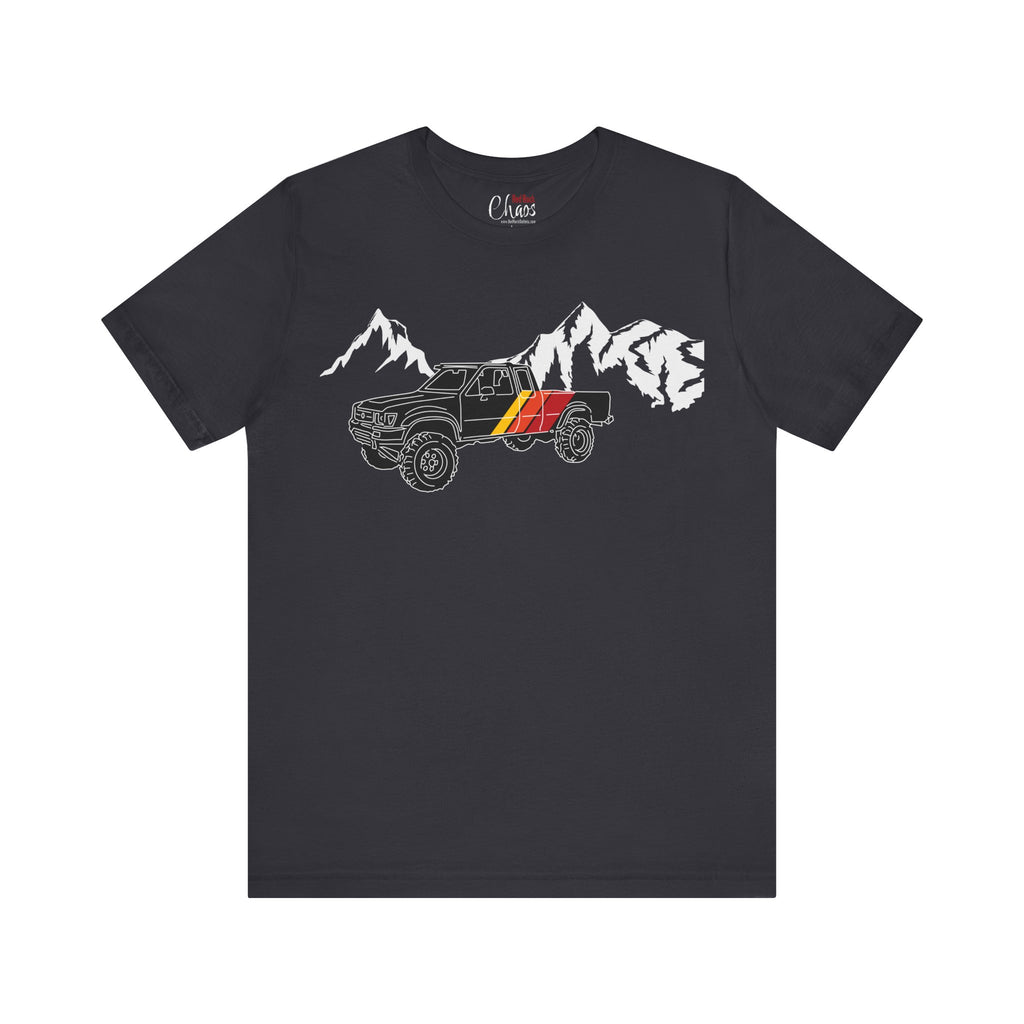 Retro Black Toyota Truck with Mountains