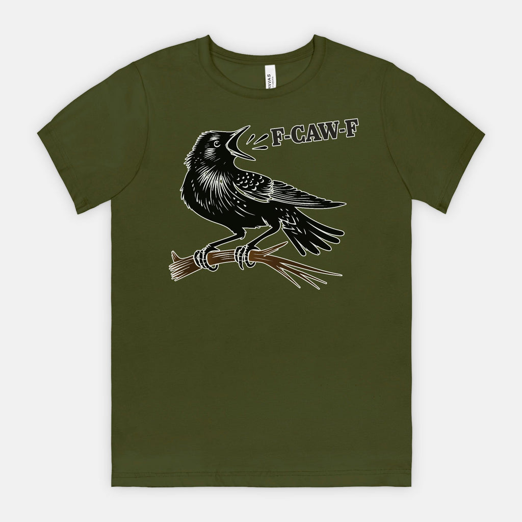 F-CAW-F Crow on Branch Funny Edgy Bird Shirt