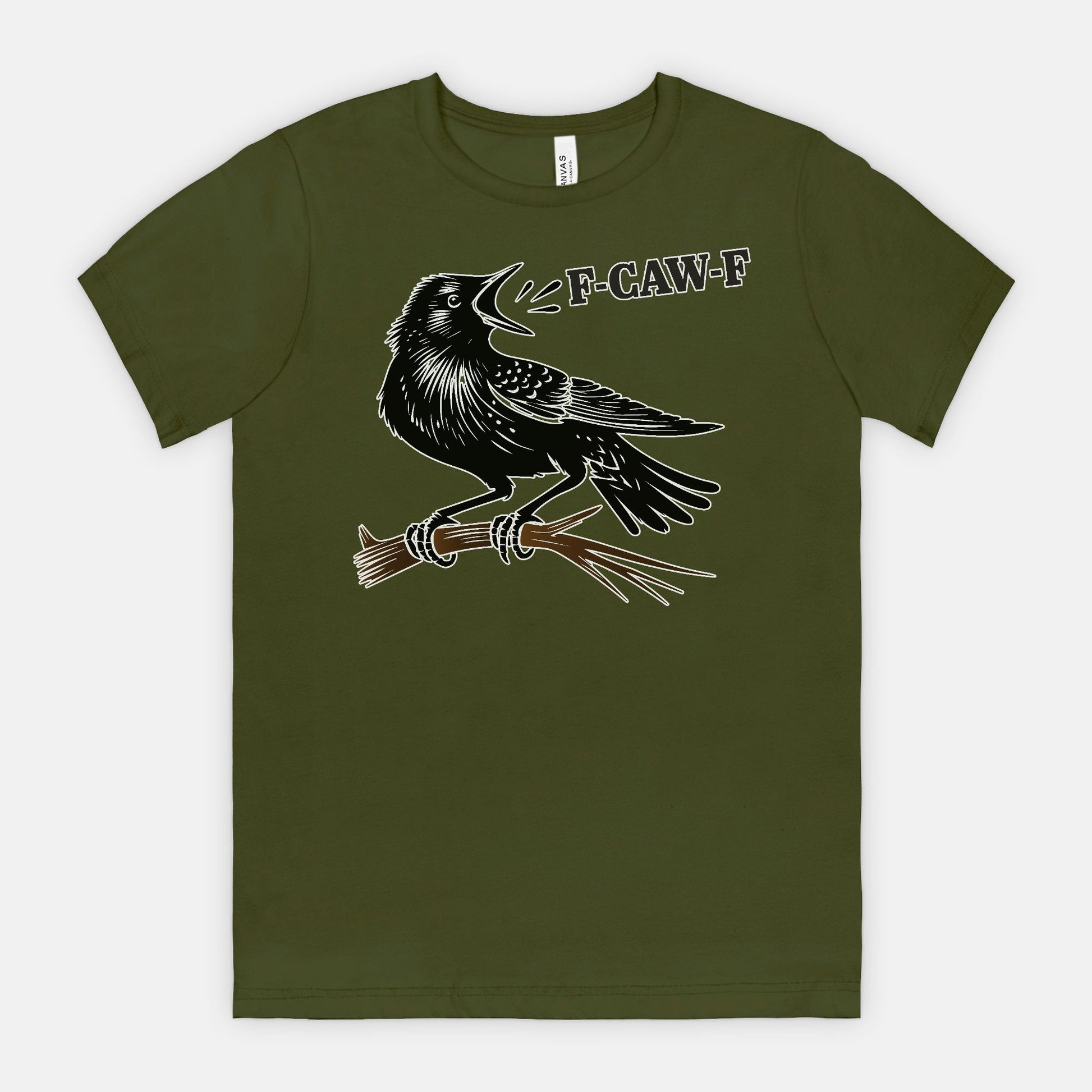 F-CAW-F Crow on Branch Funny Edgy Bird Shirt