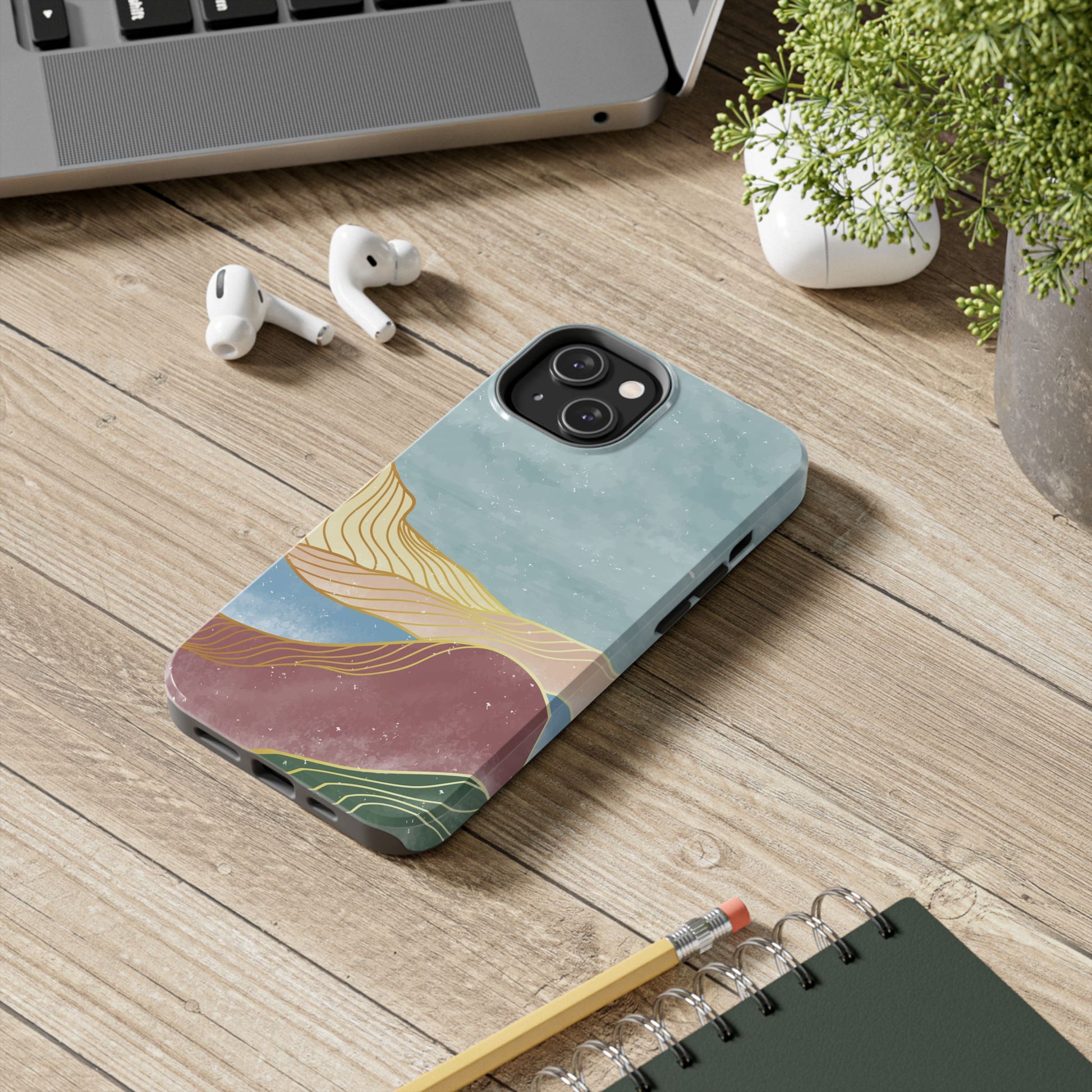 Abstract Mountain Blue Skies scene Phone Case