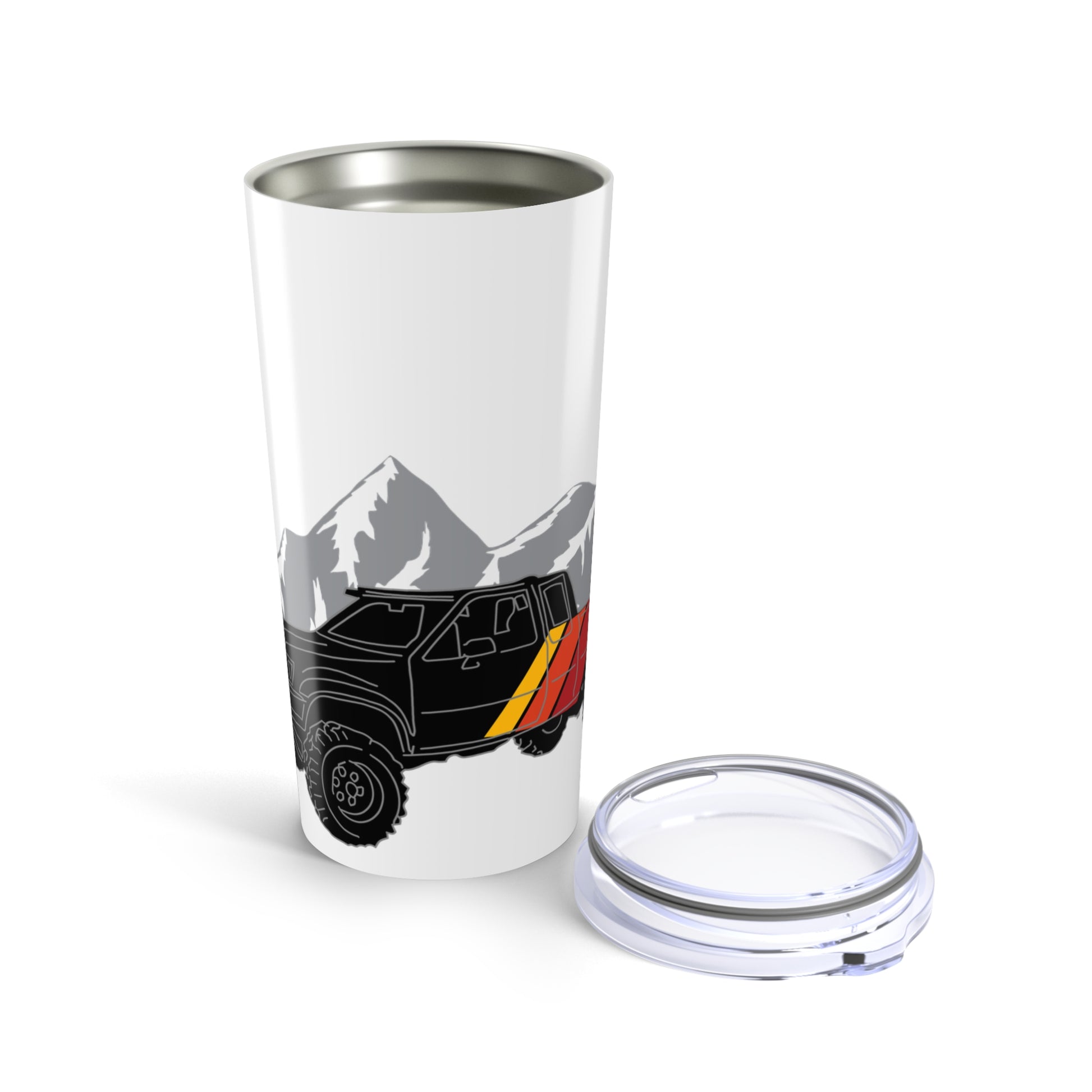 Retro Toyota Truck Tumbler — Vintage Stripes & Mountain Vibes (20oz)