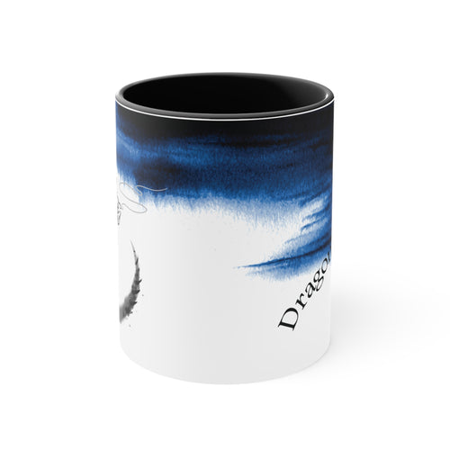 Chaos Dragon Coffee Mug – Ink Brush Dragon Art – Black Accent