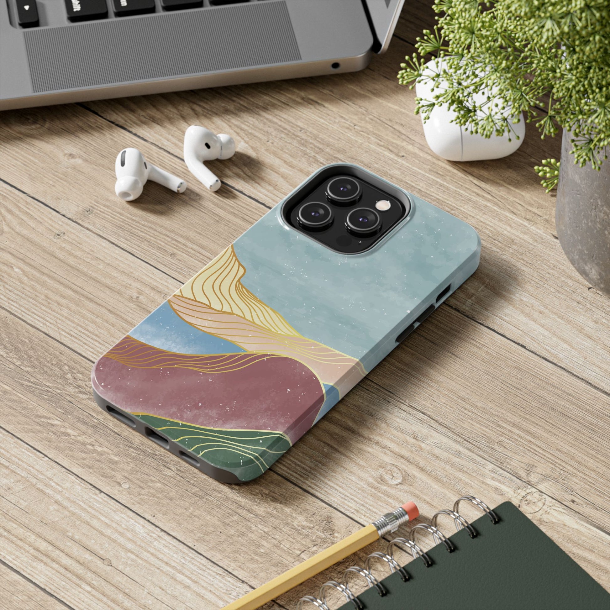 Abstract Mountain Blue Skies scene Phone Case