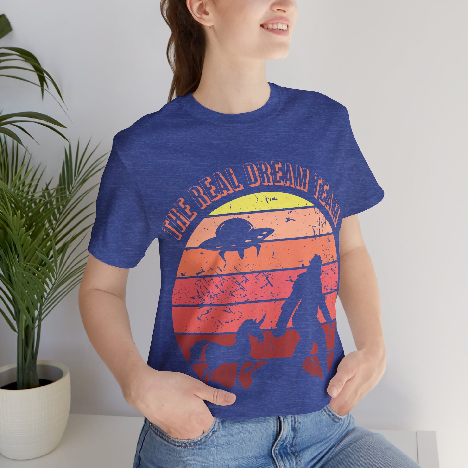 The Real Dream Team Retro Sunset Bigfoot, Unicorn & UFO Shirt