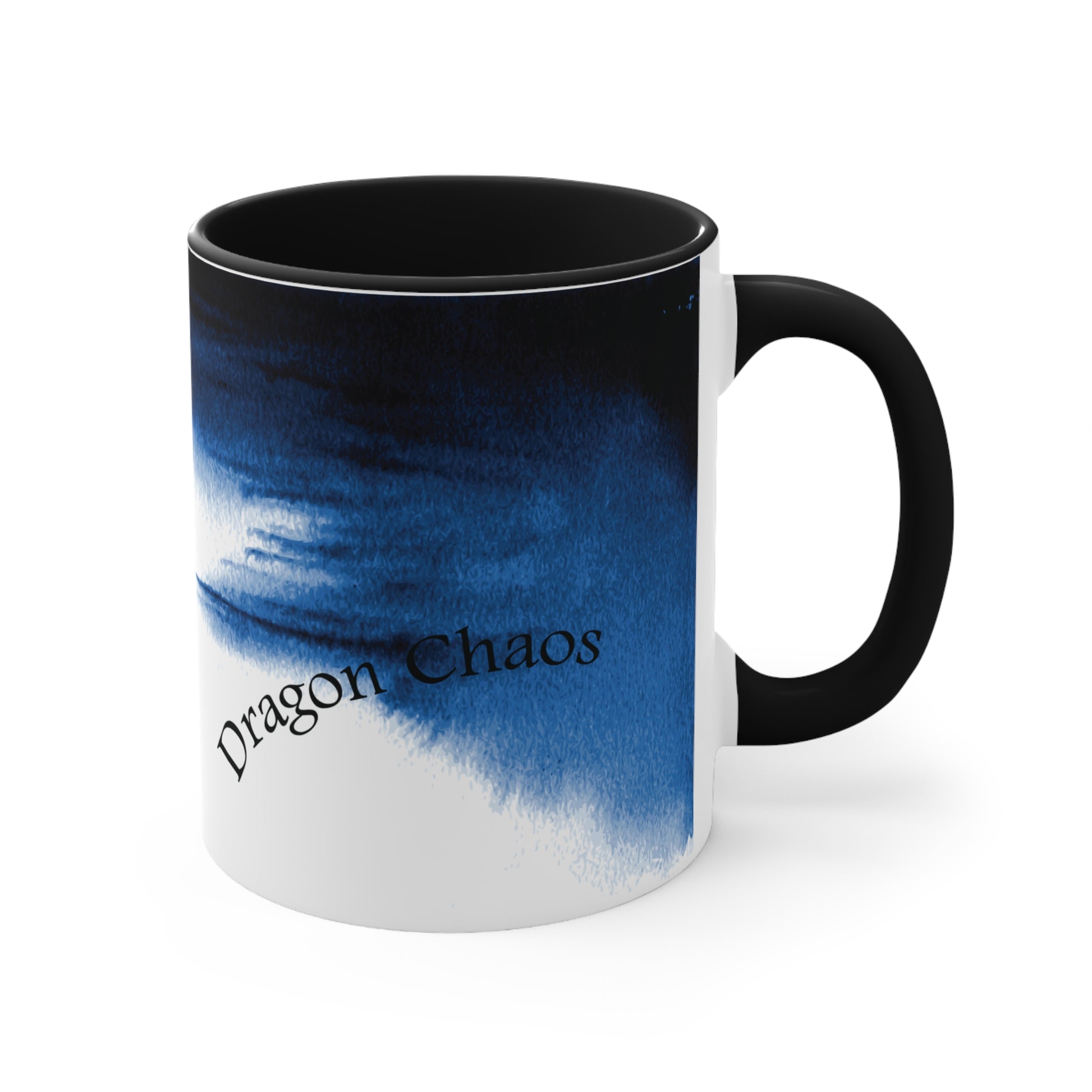 Chaos Dragon Coffee Mug – Ink Brush Dragon Art – Black Accent