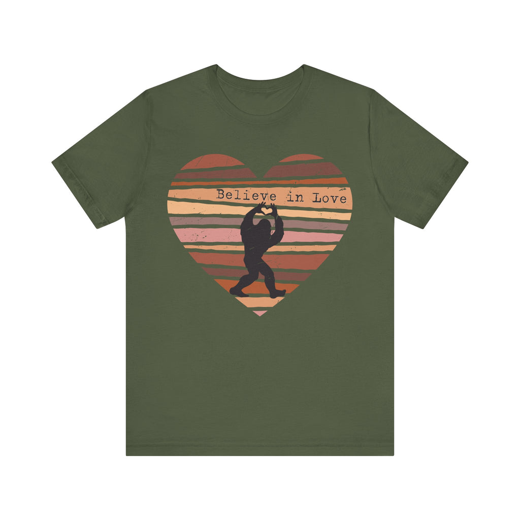 Believe in Love Bigfoot Retro Heart