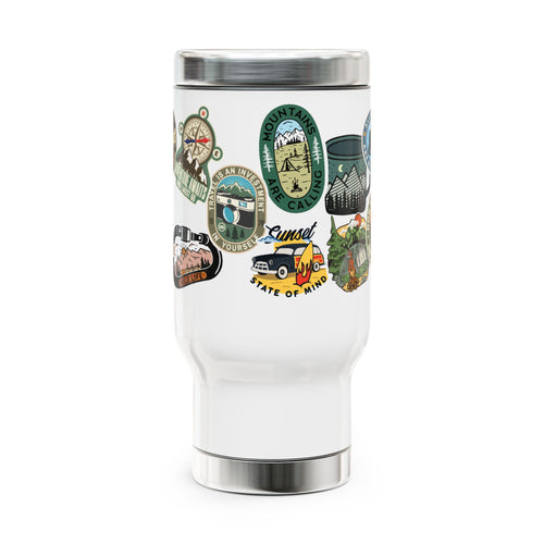 Adventure Awaits Camping Tumbler | Outdoors Travel Mug for Hikers, Campers & Explorers