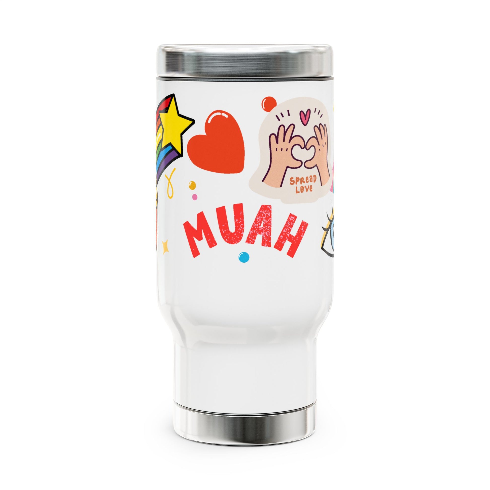 Spread Love Tumbler | Cute Rainbow & Heart Travel Mug for Everyday Joy