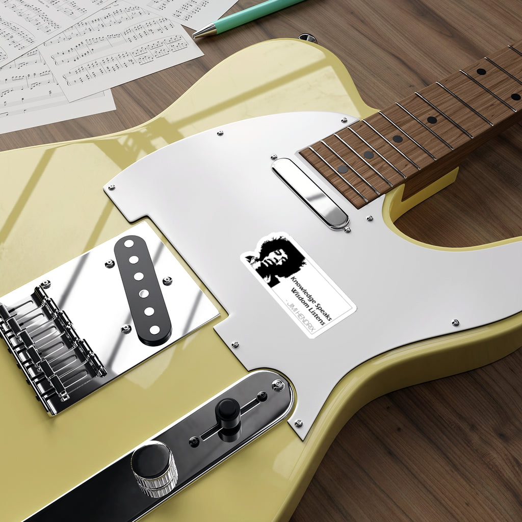 Jimi Hendrix Sticker — “Knowledge Speaks, Wisdom Listens” Quote Decal