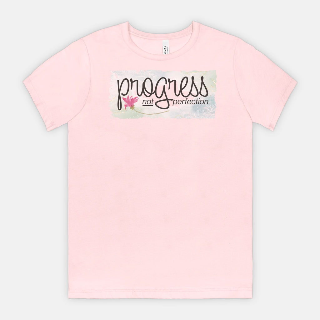 Progress Not Perfection – Soft Floral Motivational Tee