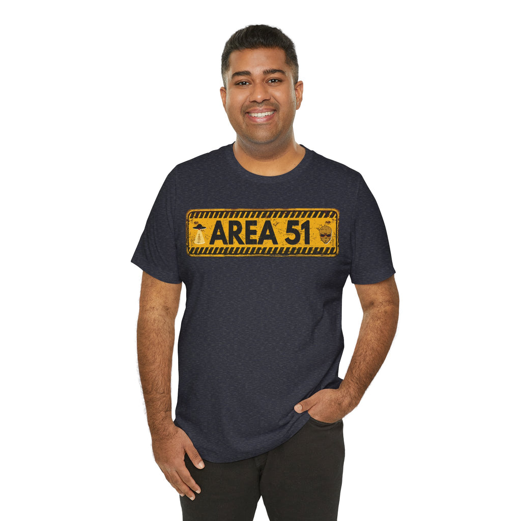 Area 51 Distressed Alien Sign Graphic Tee – Vintage Sci-Fi UFO Shirt