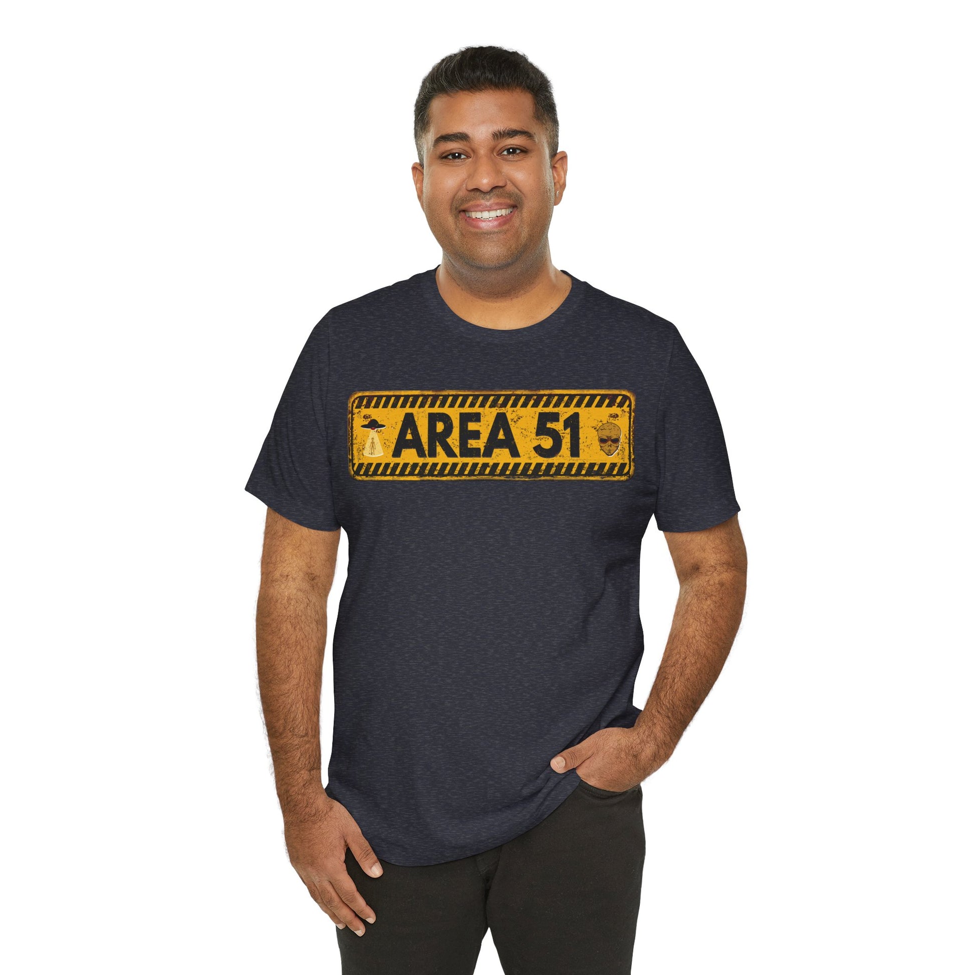 Area 51 Distressed Alien Sign Graphic Tee – Vintage Sci-Fi UFO Shirt
