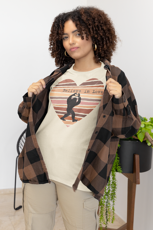 Believe in Love Bigfoot Retro Heart