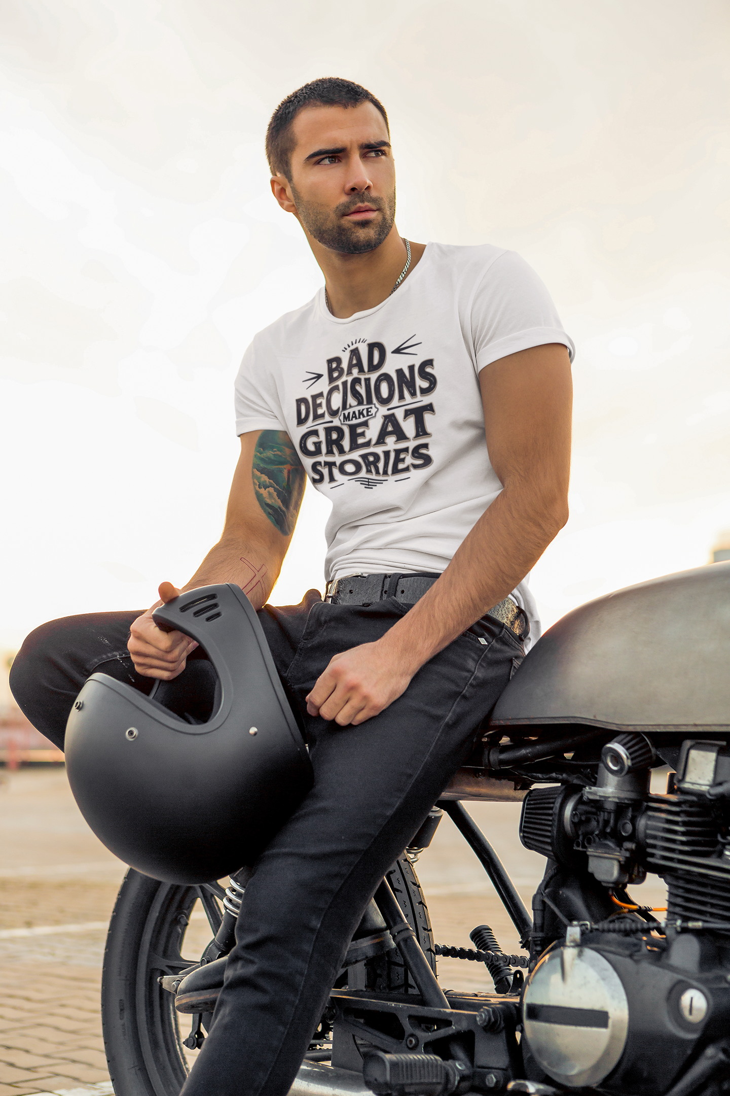 Bad Decisions Make Great Stories – Vintage Distressed Typography Shirt