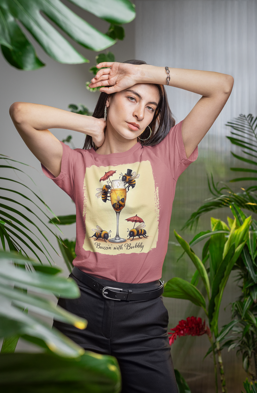 Buzzin’ with Bubbly – Funny Bee Champagne Shirt