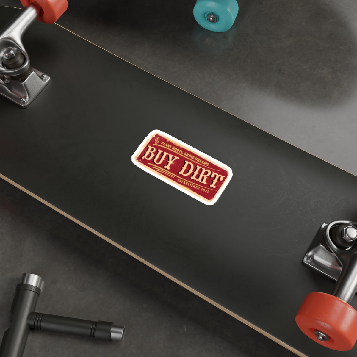 Buy Dirt Sticker — Western Typography with “Plant Roots, Grow Dreams”