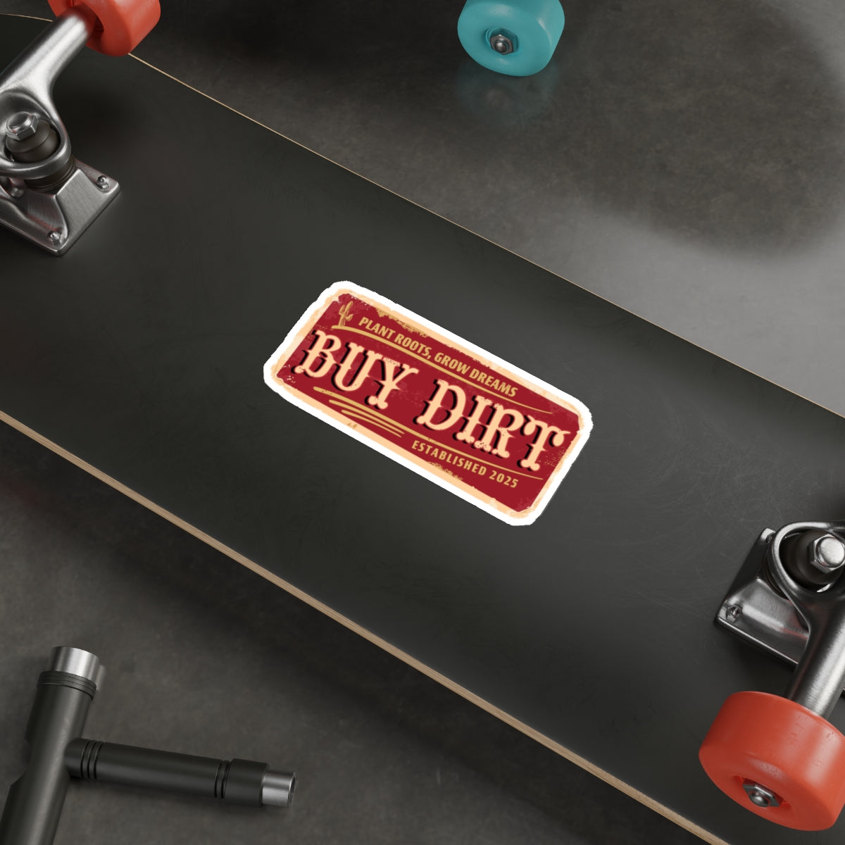 Buy Dirt Sticker — Western Typography with “Plant Roots, Grow Dreams”