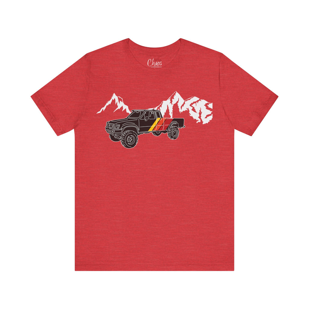Retro Black Toyota Truck with Mountains