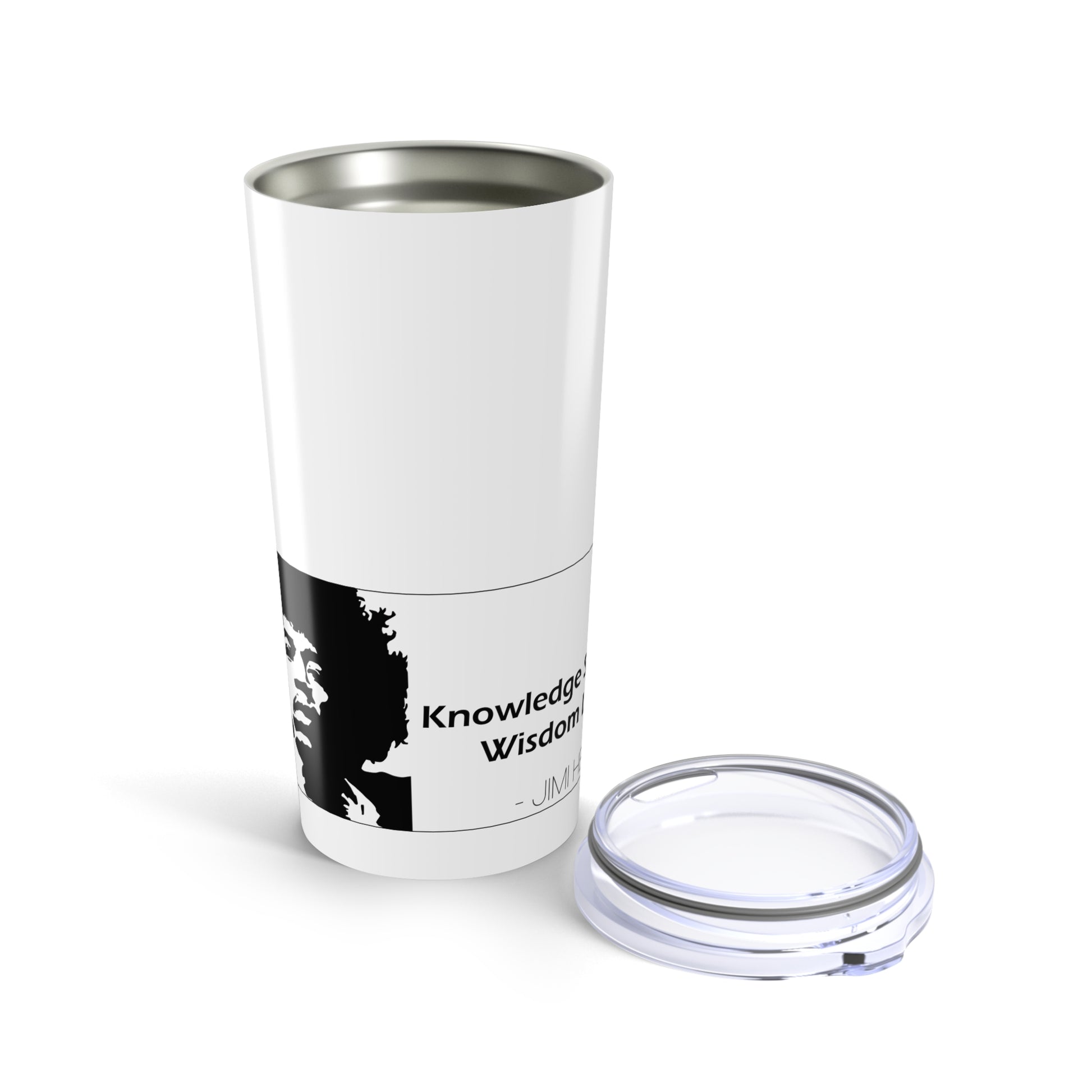 Jimi Hendrix 20oz Tumbler — “Knowledge Speaks, Wisdom Listens” Quote