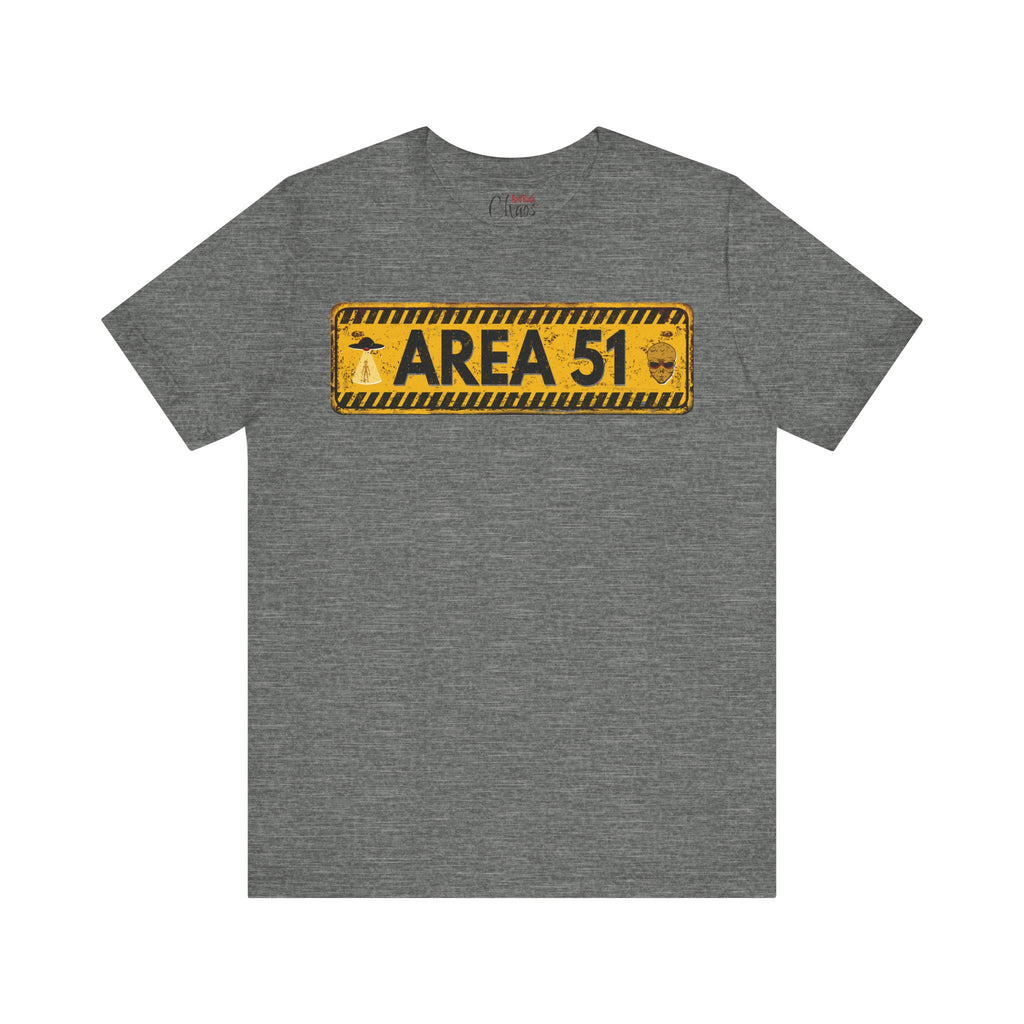 Area 51 Distressed Alien Sign Graphic Tee – Vintage Sci-Fi UFO Shirt