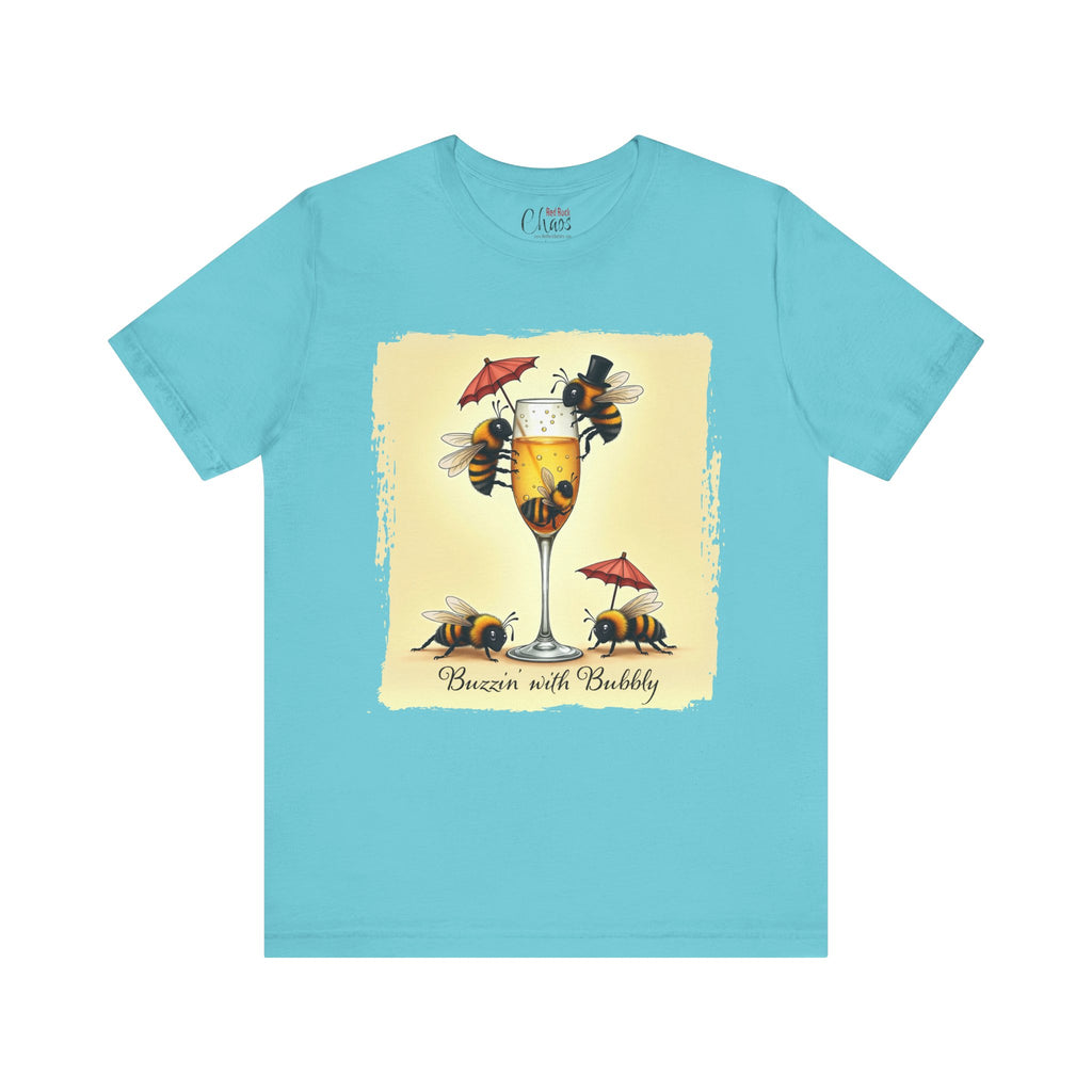 Buzzin’ with Bubbly – Funny Bee Champagne Shirt