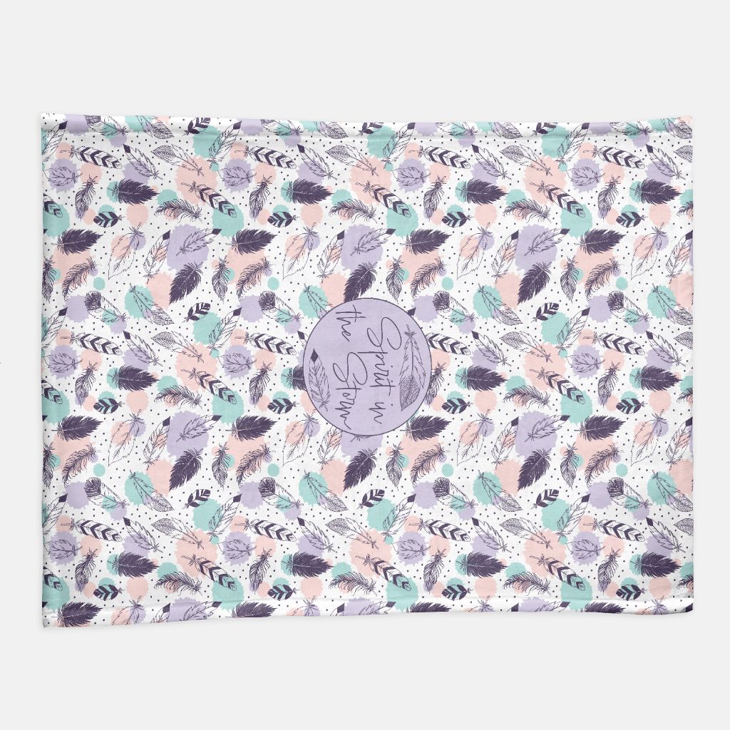 Spirit in the Storm Minky Blanket – Feather & Pastel Chaos Pattern