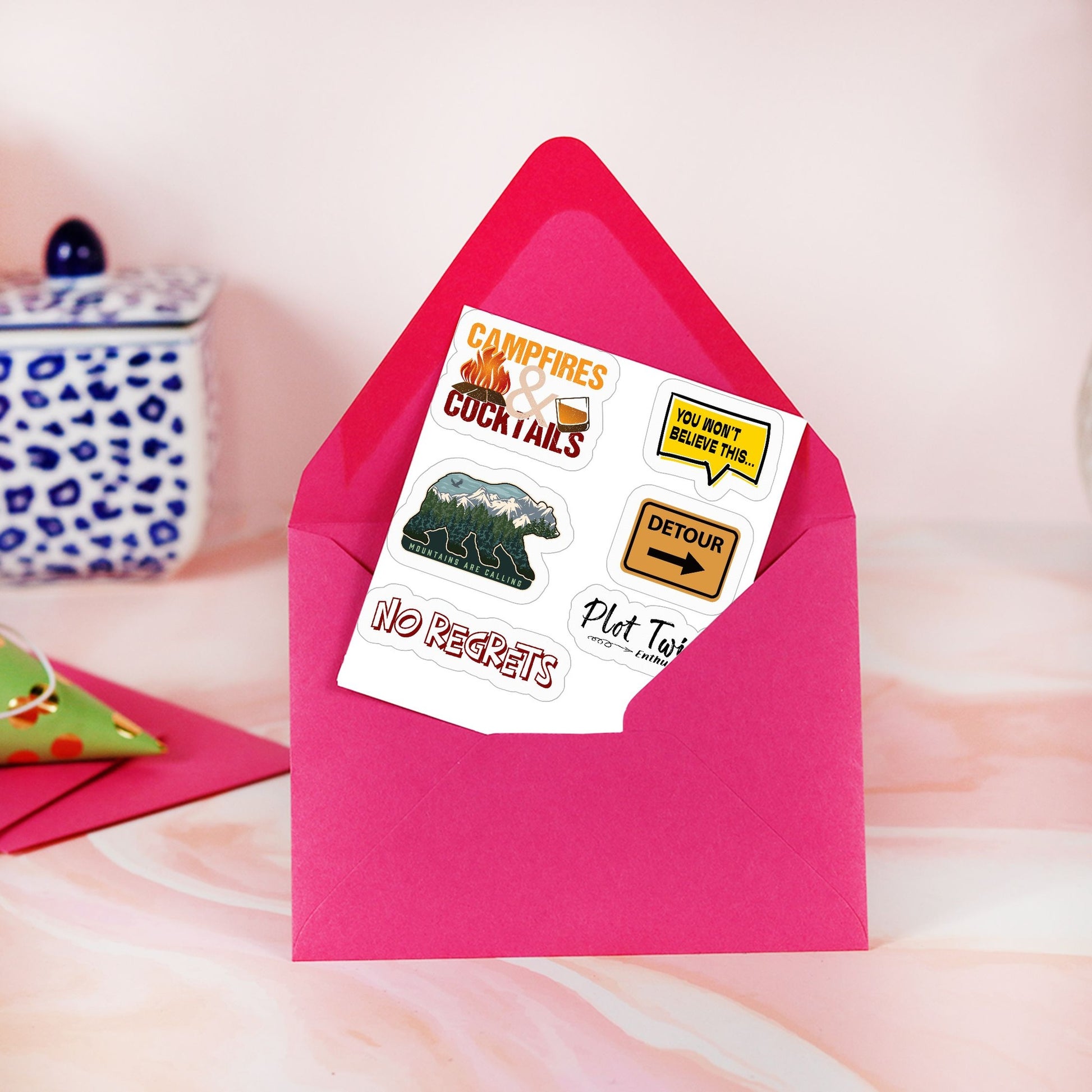 6x6 Sticker Sheet – Campfires, Cocktails & Chaos Stickers