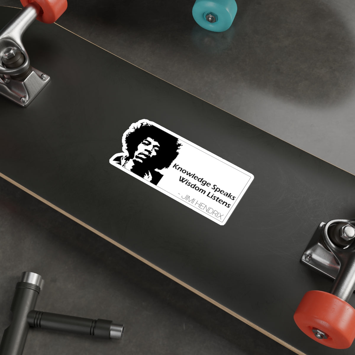 Jimi Hendrix Sticker — “Knowledge Speaks, Wisdom Listens” Quote Decal