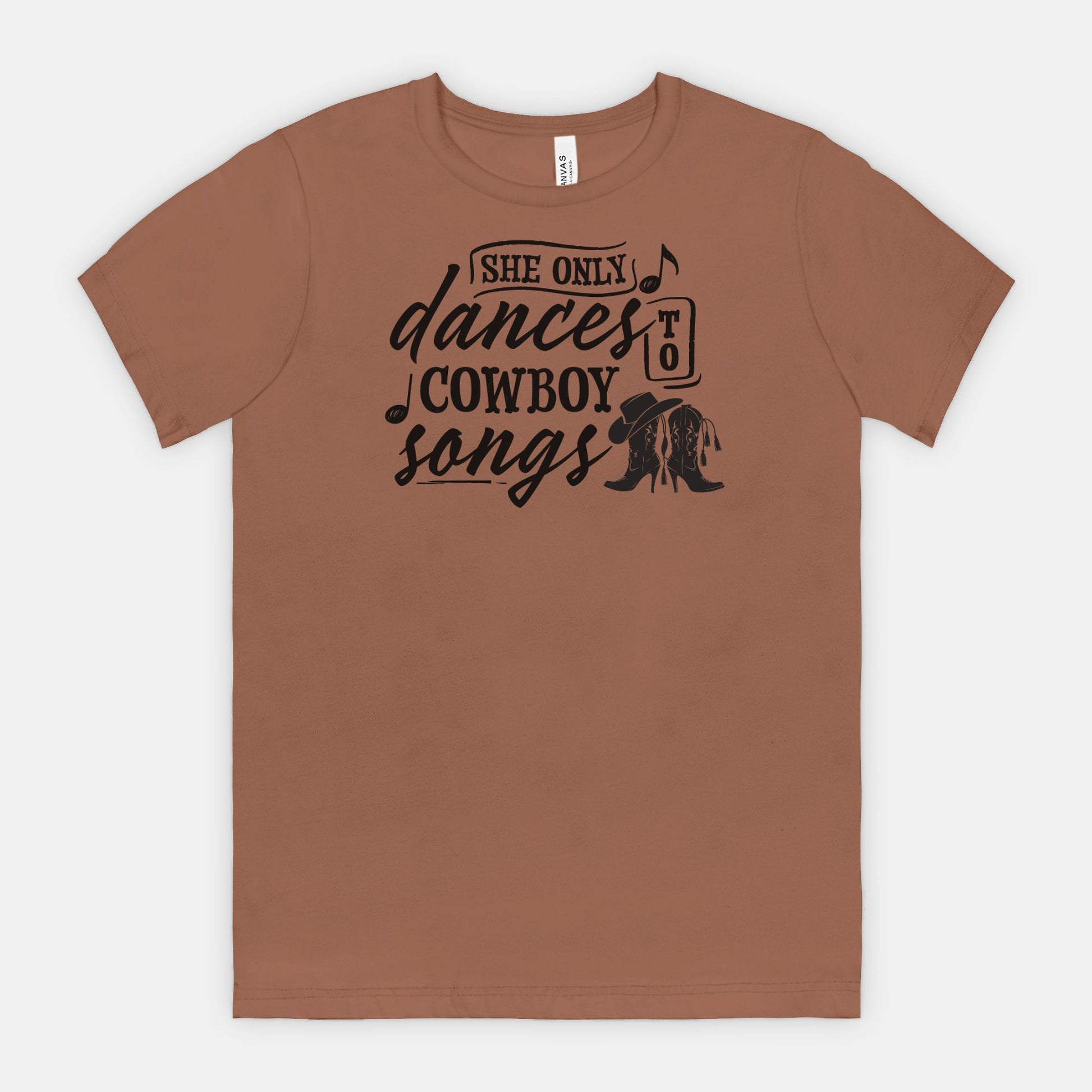 She Only Dances to Cowboy Songs – Western Graphic Tee for Country Music Lovers