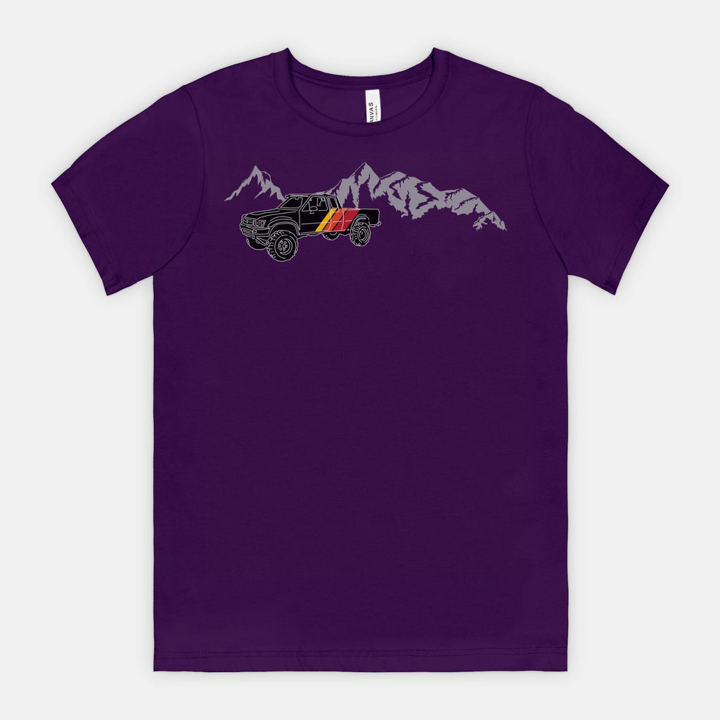 Retro Black Toyota Truck with Mountains
