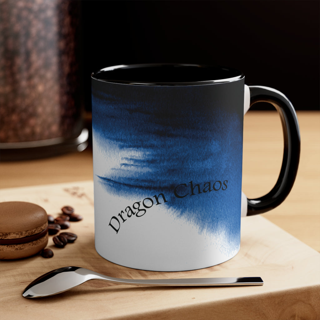Chaos Dragon Coffee Mug – Ink Brush Dragon Art – Black Accent