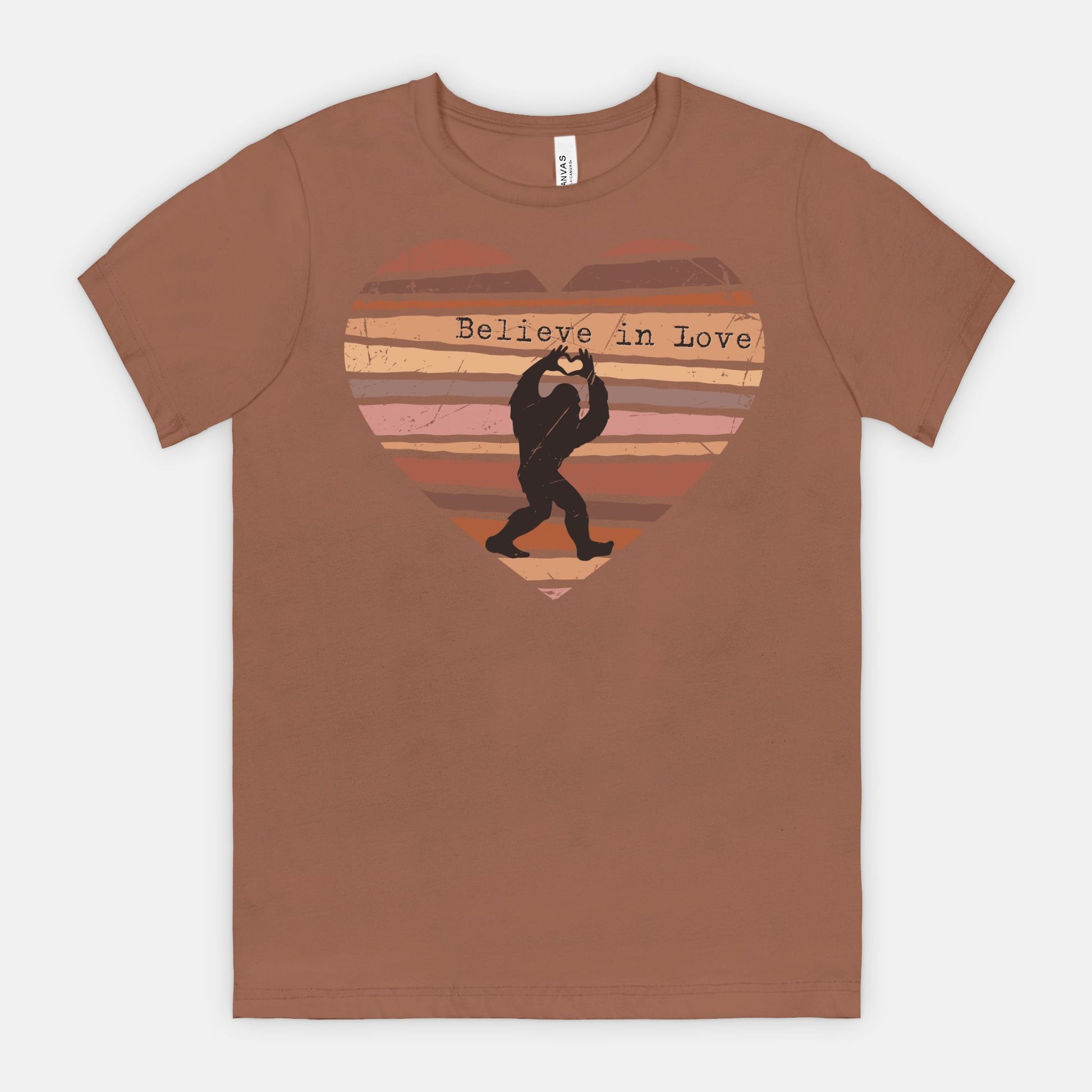 Believe in Love Bigfoot Heart Shirt