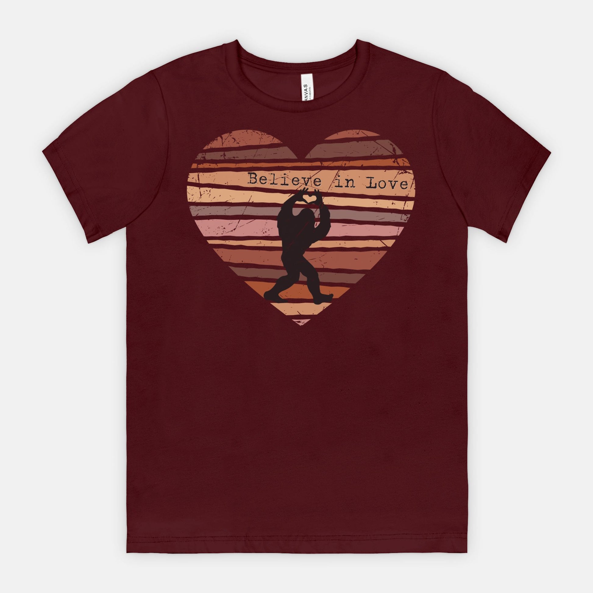 Believe in Love Bigfoot Heart Shirt