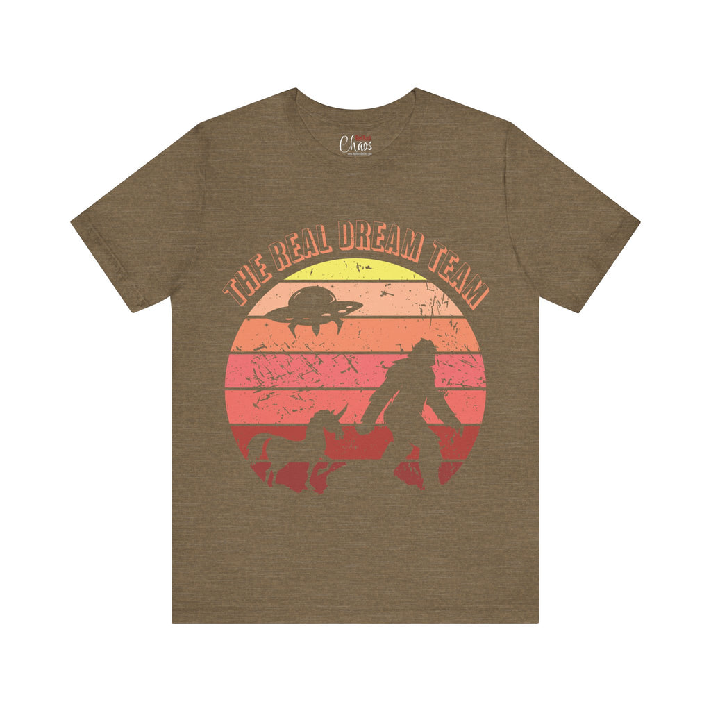 The Real Dream Team Retro Sunset Bigfoot, Unicorn & UFO Shirt