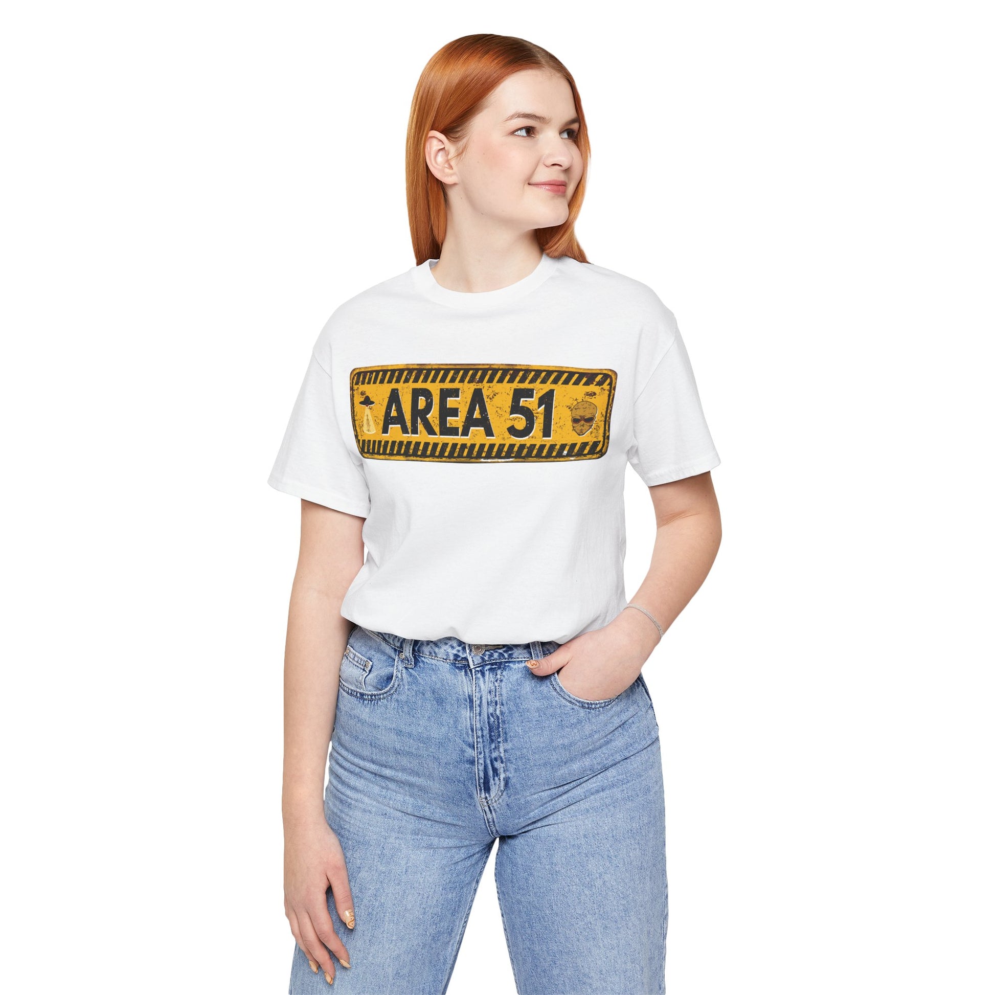 Area 51 Distressed Alien Sign Graphic Tee – Vintage Sci-Fi UFO Shirt